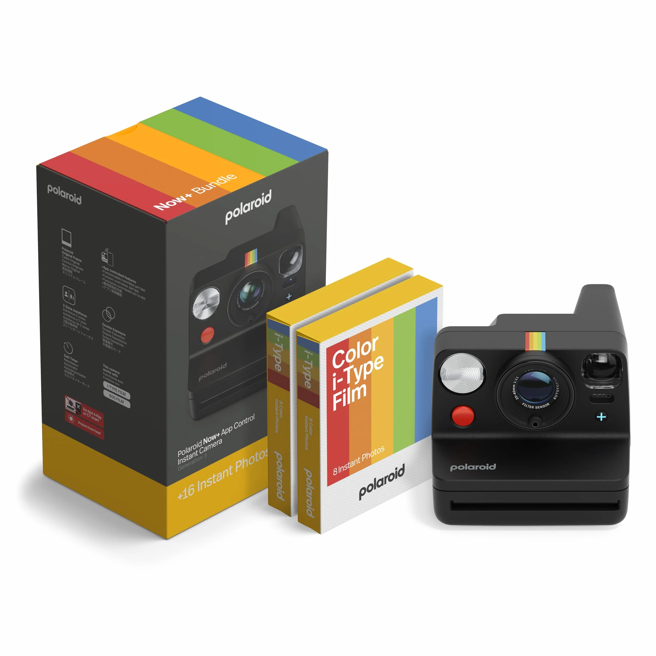 Polaroid - Now+ Gen3 - Appareil Photo instantané connecté Bluetooth - Pack Appareil Photo + Film Couleur (16 Photos) Noir (6562)