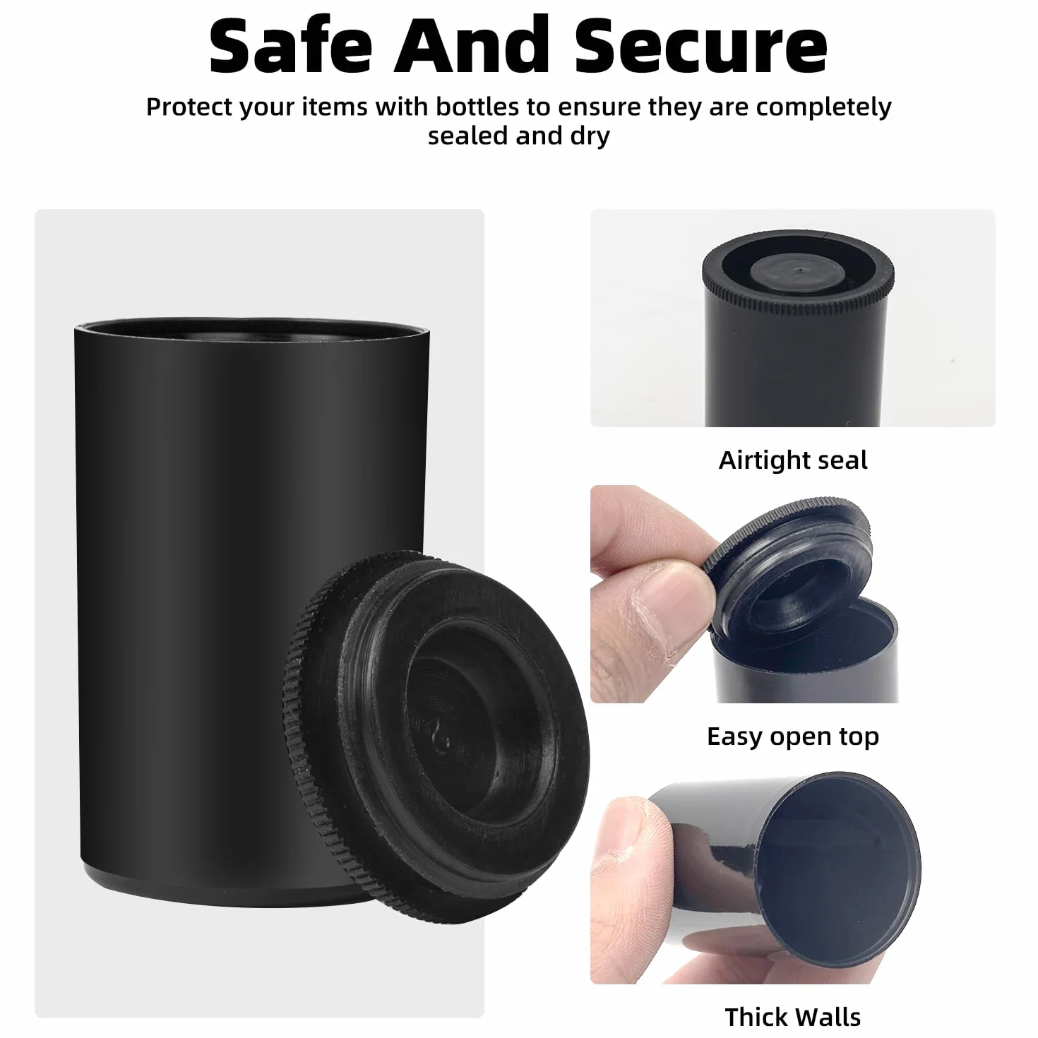Boîte en plastique de 30 boîtes de film noires avec couvercle, imperméable et non respirant, pour activités scientifiques