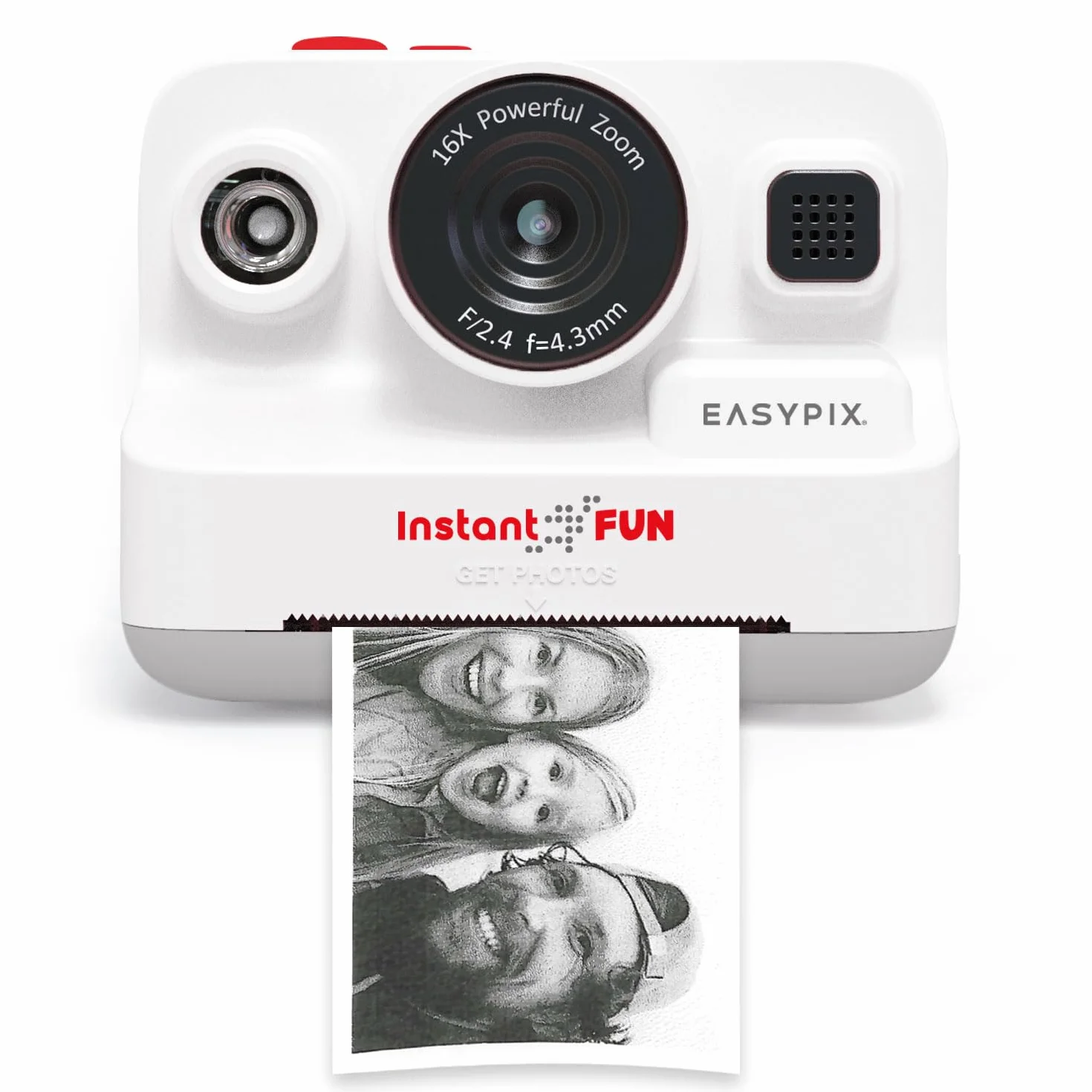 Easypix InstantFUN Appareil Photo instantané, Plaisir créatif pour Adultes et Enfants, Impression Thermique en Noir et Blanc, Papier sans BPA, Rechargeable, Impressions sans Encre