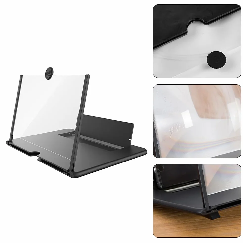 Téléphone Agrandisseur Ecran, Loupe Grossissante pour Téléphone, 3D Amplificateur D'écran, Loupe pour Écran de Téléphone, Compatible avec Tous Les Smartphones, 14 Pouces, Noir