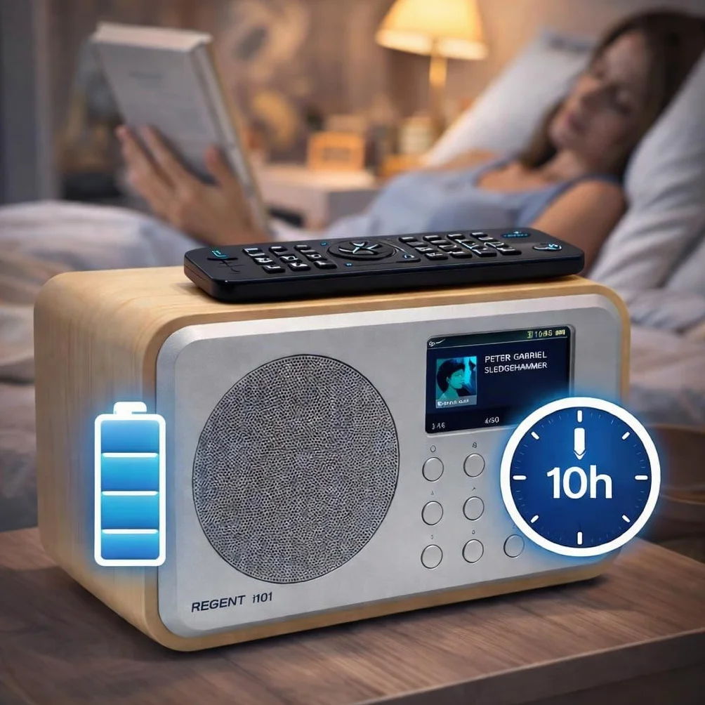 Ferguson Regent i101 Radio Internet Wi-Fi avec Bluetooth FM/DAB/DAB+ Radio FM, radio-réveil, égaliseur, écran couleur, USB, AUX IN, Line Out, UPnP, Sleep Timer, contrôle par application, télécommande