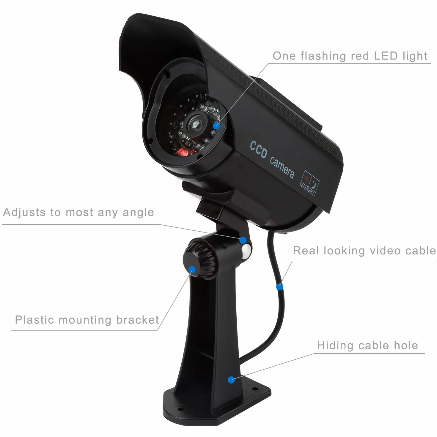 Caméras factices avec Panneau Solaire, Fausse de Sécurité Caméra CCTV avec LED Lumière pour Usage Intérieur Extérieur (4 Pack, Noir)
