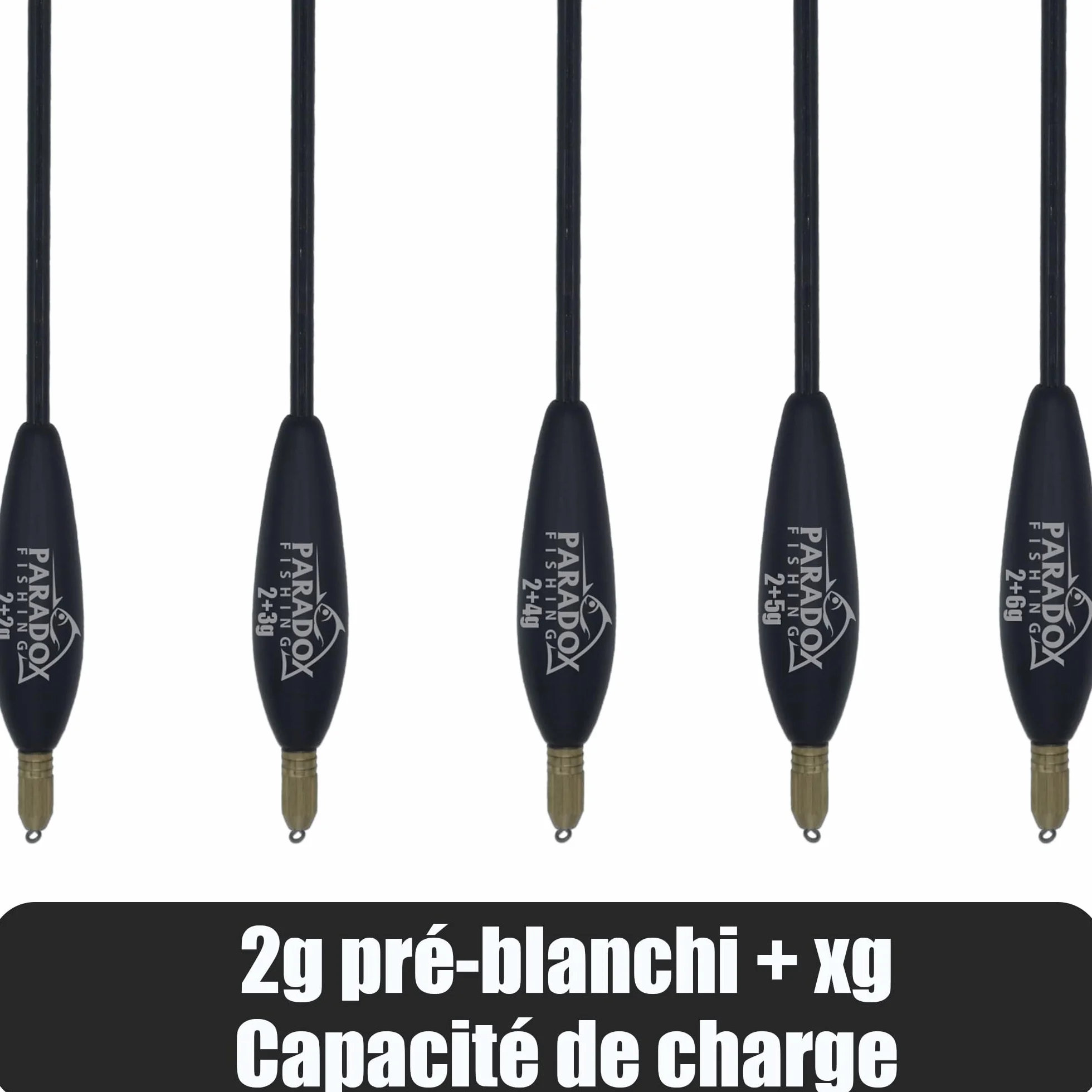 Paradox Fishing Lot de 5 flotteurs de pêche 2g 4g 8g pré-blanchi