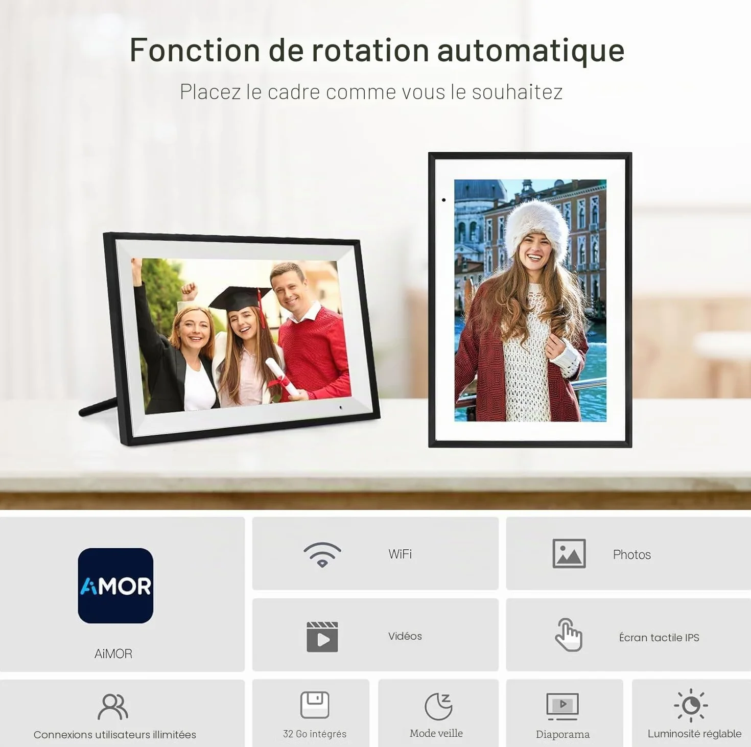 Humblestead Cadre Photo Numérique WiFi 10,1 Pouces écran Tactile Intelligent 1280x800 IPS Noir
