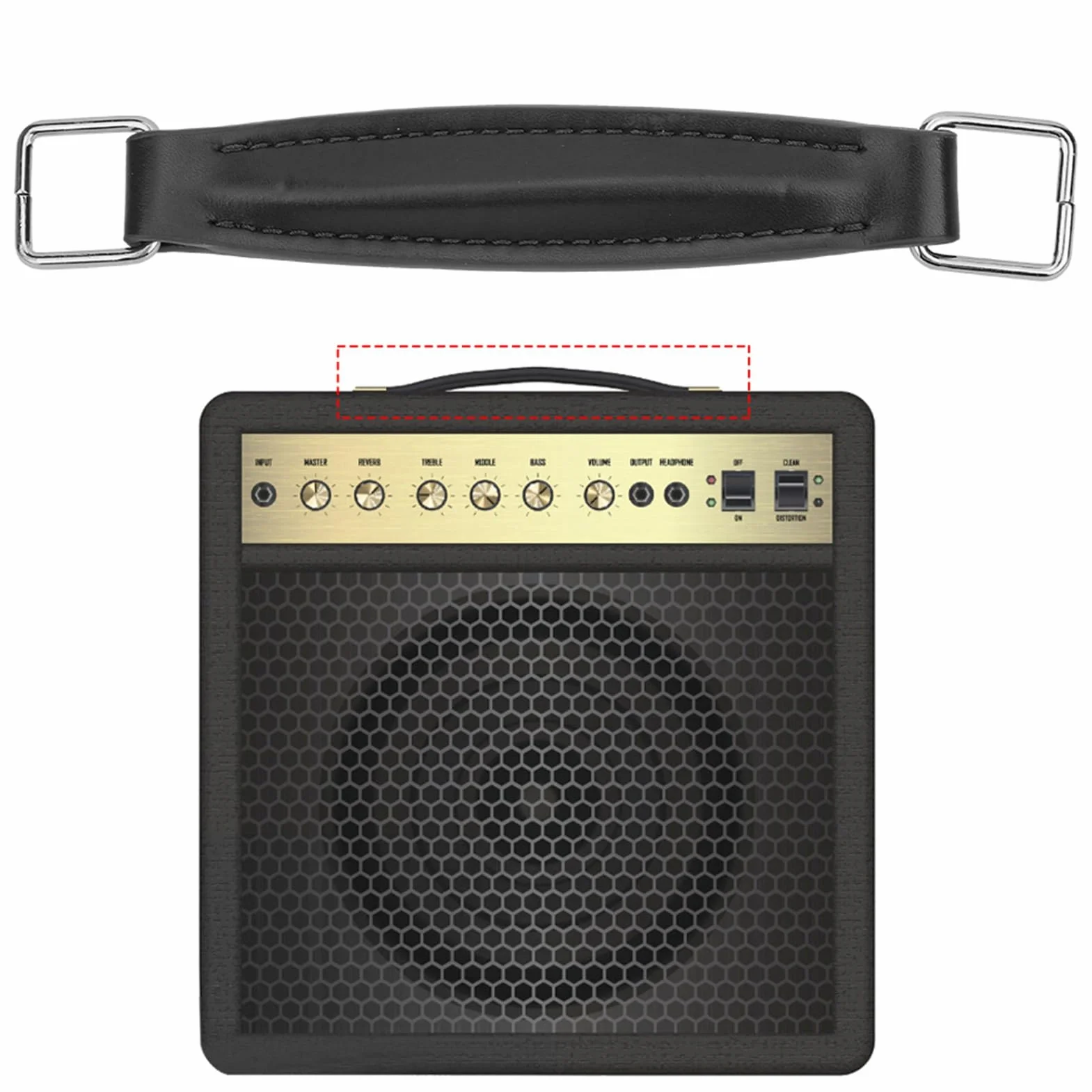 Poignée de Haut parleur de Guitare en cuir PU,Poignée D'amplificateur de Renforcement en Acier Interne pour Haut parleur de Guitare(Noir),Conférencier, autre