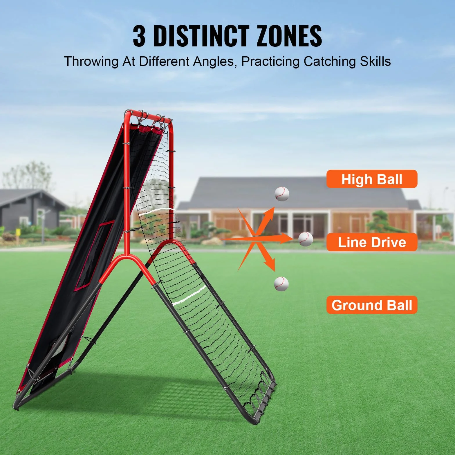 VEVOR Filet de rebond baseball softball 914 x 1372 mm 2 en 1 entraîneur lanceur pratique terrain lancer