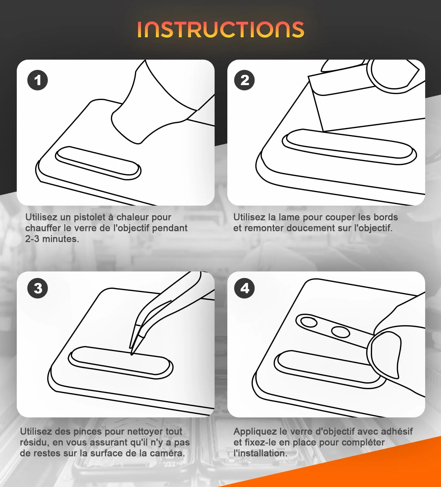 2 Packs Lentille Caméra pour Xiaomi Redmi 13 2404ARN45A/24040RN64Y Origine Remplacement Vitre Appareil Photo Objectif Arrière + Kit de Réparation