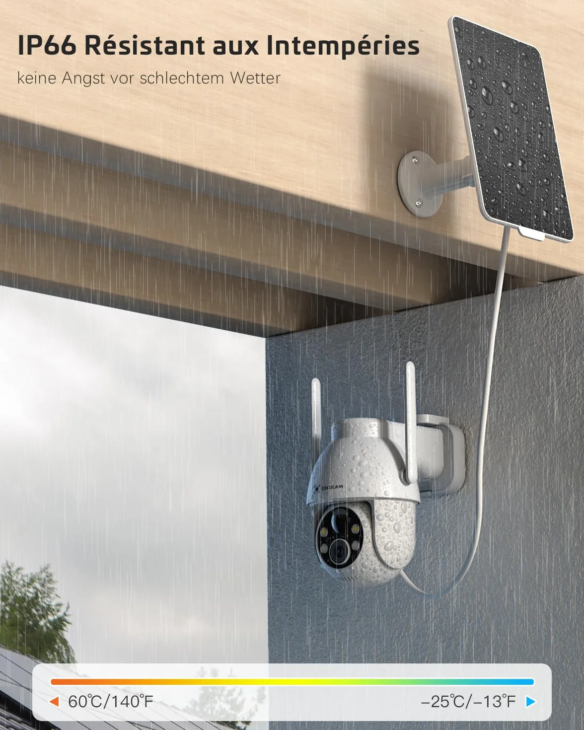 COCOCAM 2PCS 2K Camera Surveillance WiFi Exterieure sans Fil sur AI Détection Humaine, Vision Nocturne Couleur, Audio Bidirectionnel, 2.4GHz WiFi, Cloud