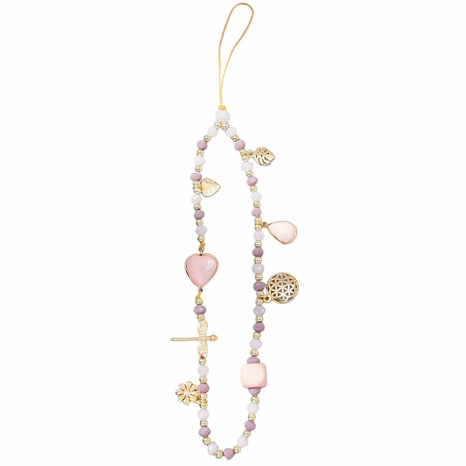 1 pièce cristal rose anti-perte étui portable pendentif chaîne cordon telephone bijoux dragonne longe