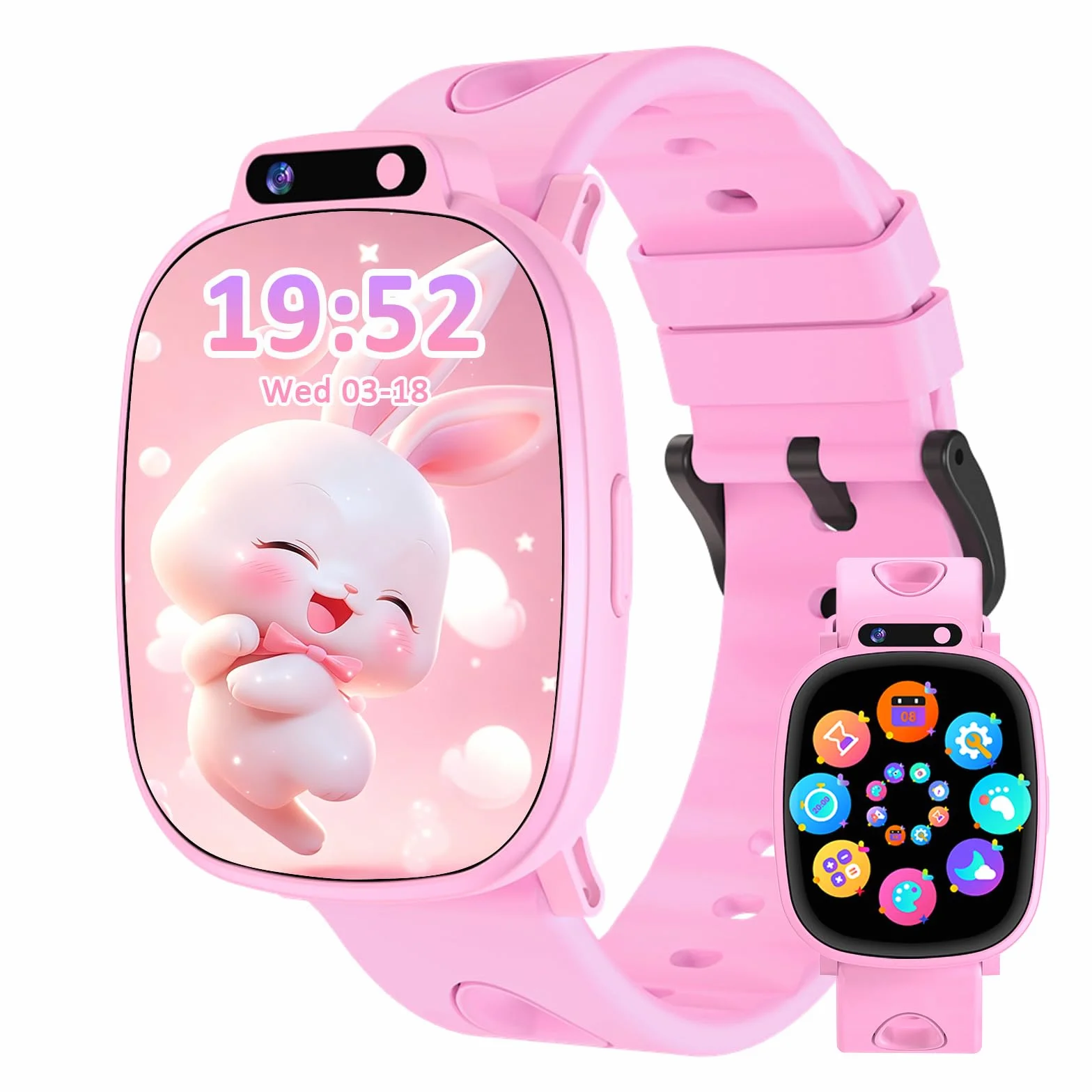 Montre Connectée Enfants avec 1,9 Pouces, 18 Jeux, Suivi du Sommeil, Podomètre, Appareil Photo, Lampe Torche, Smartwatch Enfant pour Garçons, Filles et Adolescents sans App ni Carte SIM