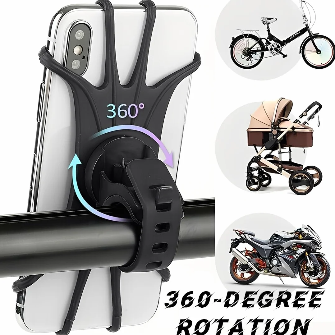2 Pièces Porte Telephone Velo, Support Téléphone Velo Portable en silicone pour vélo, Rotatif à 360 °, Support de téléphone portable, Compatible avec iPhone SE/11/12/13/14Pro Max/X/XS MAX/8'' à 6,5''