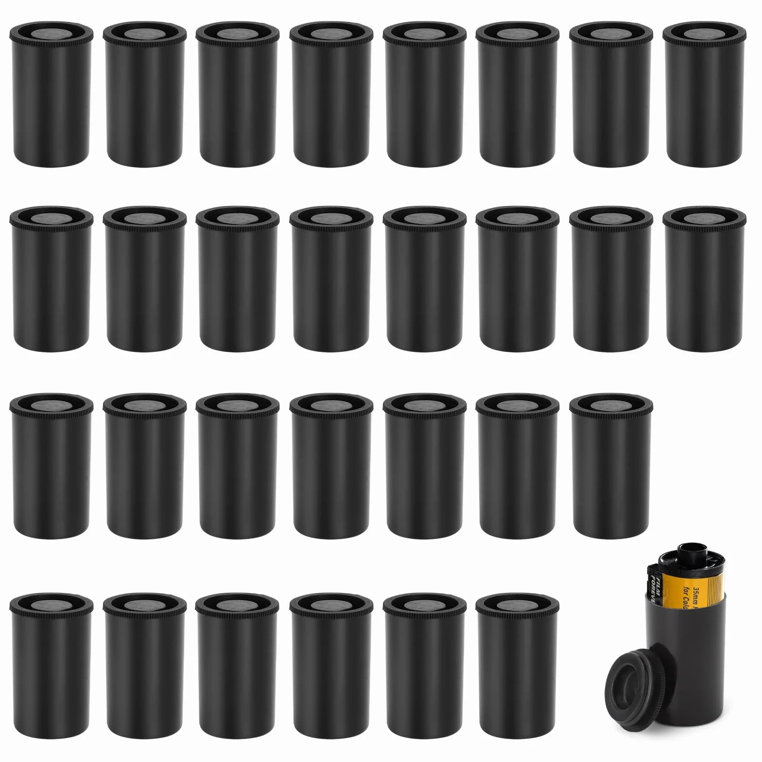 Boite Pellicule avec Couvercle 30 Pièces Noir, Boite Pellicule Plastique Rangement, Boite Pellicule Film 35mm, Petite Boite Plastique avec Couvercle pour Rangement Petites Pièces DIY