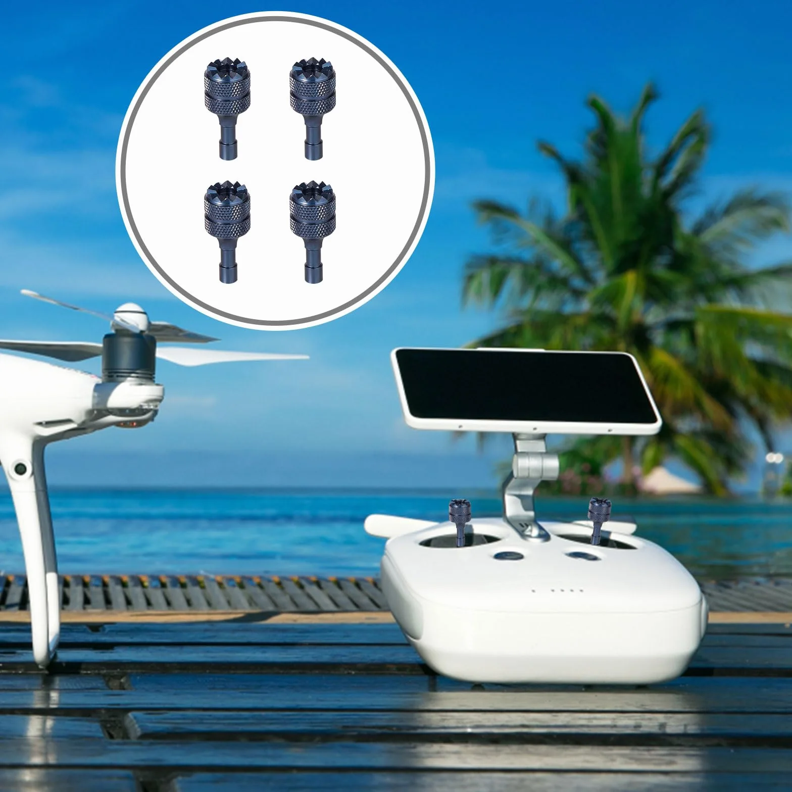 Bâtons de Commande DJI Pro 4/Mini 3/Mini 4/Air 3/Mavic 3 RC et RC 2 Accessoires de Remplacement de Télécommande(Bleu)