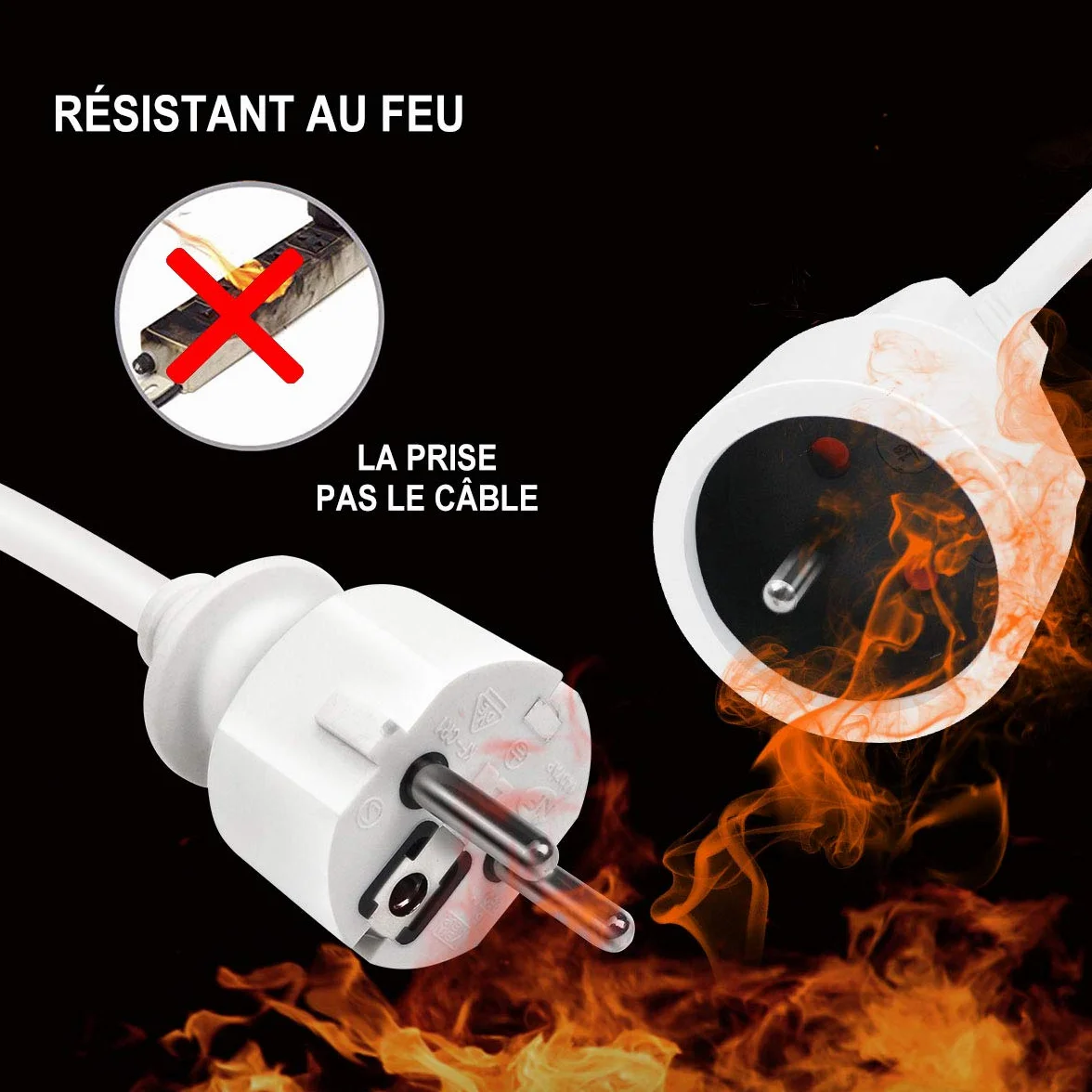 EXTRASTAR Rallonge Prolongateur électrique 10 m 16A - Section 3G1,5 mm² - Blanc