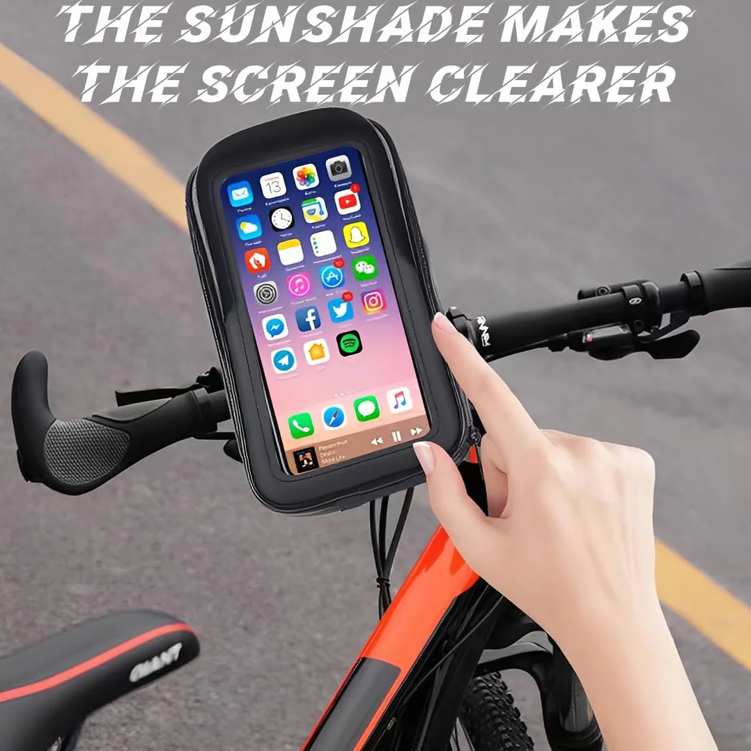Support Téléphone Velo Etanche, Support Telephone Moto, 360° Rotation IPX6, Compatible avec VTT et Moto, Porte Téléphone Velo avec Coque Arrière Transparente, Port de Charge, pour 6.5 Pouces