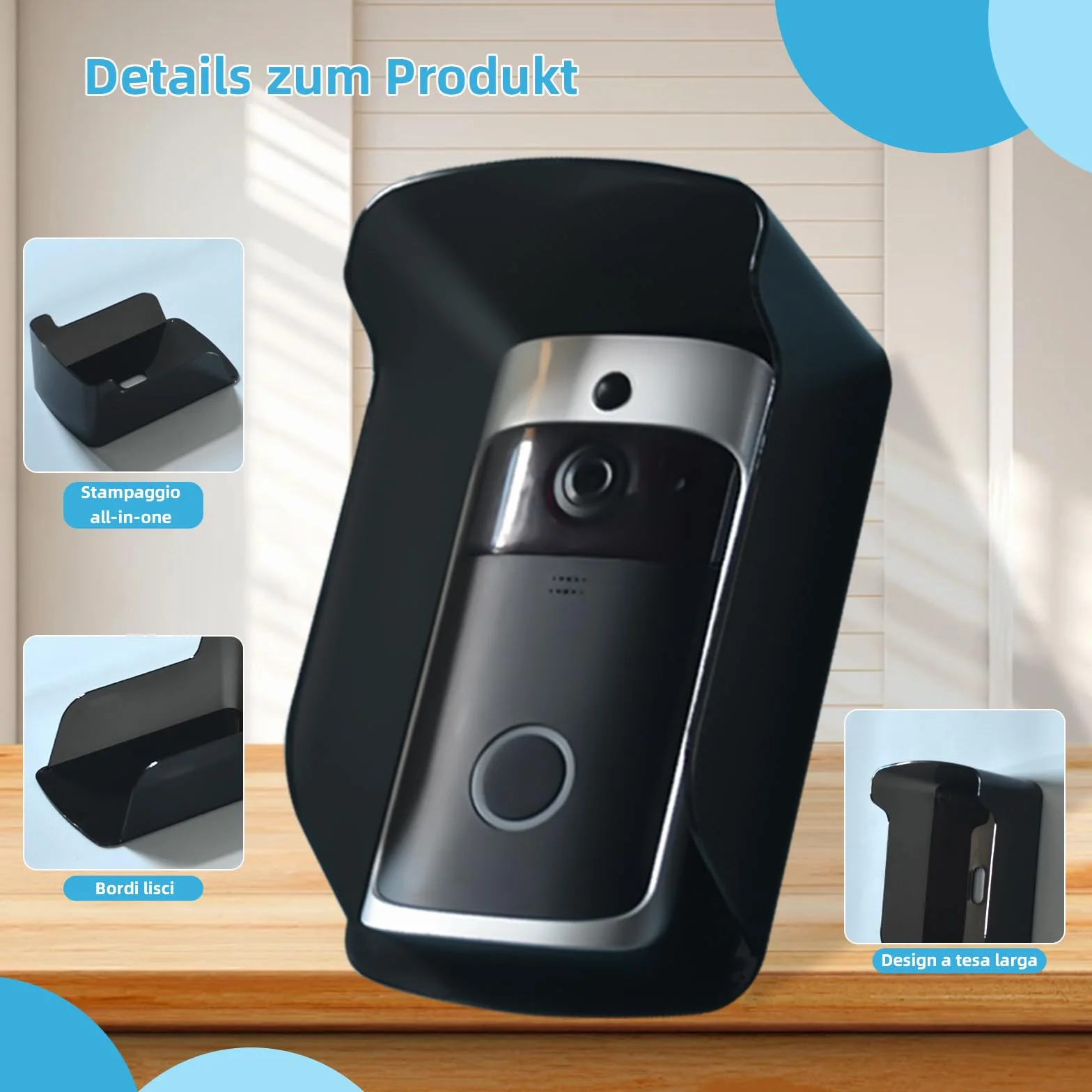 Vidéo Sonnette de Porte avec Protection Contre la Pluie et le Soleil, Sonnette de Porte avec Protection Contre la Pluie, Contrôleur d'Empreinte Digitale, Protection Contre la Pluie, Système de