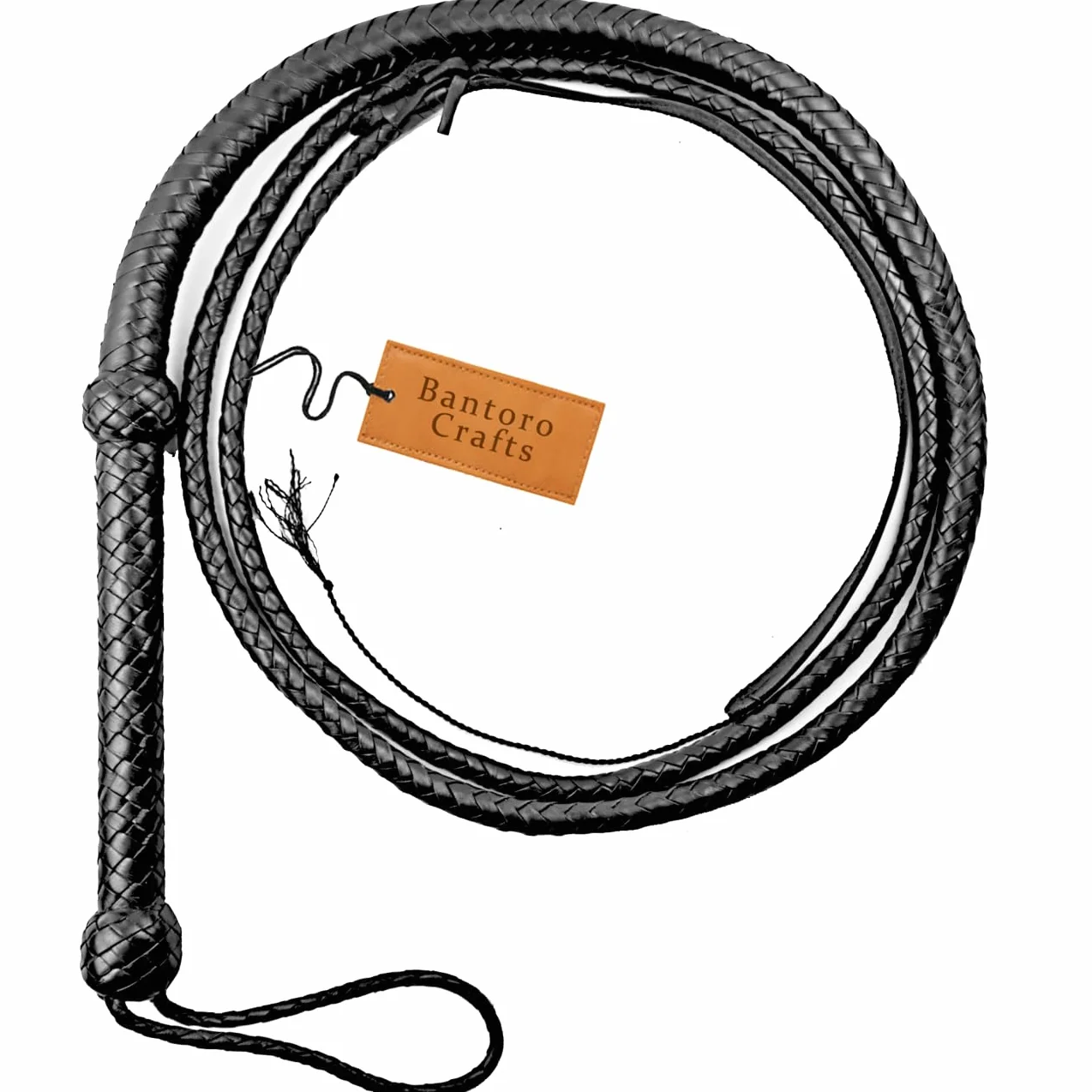 Fouet en Cuir véritable Cravache 3-8 Pieds 0,9-2,4 mètres 12 Tresses Brins Cuir tressé Fouet craquant Fort Equitation