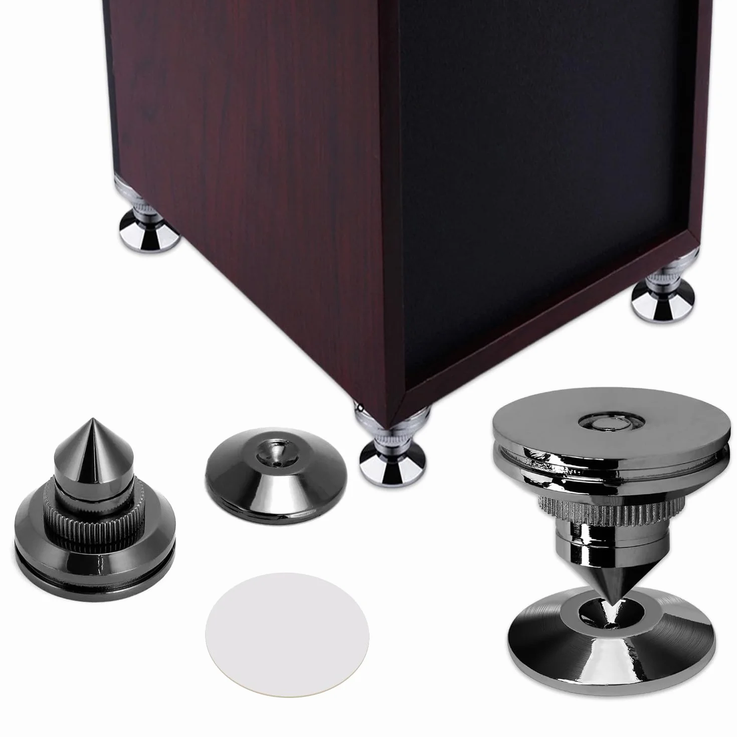 Lot de 8 pics de haut-parleur nickelés 24 K - Protection du sol - Pieds d'isolation résistants aux chocs pour appareils Hi-Fi (noir)