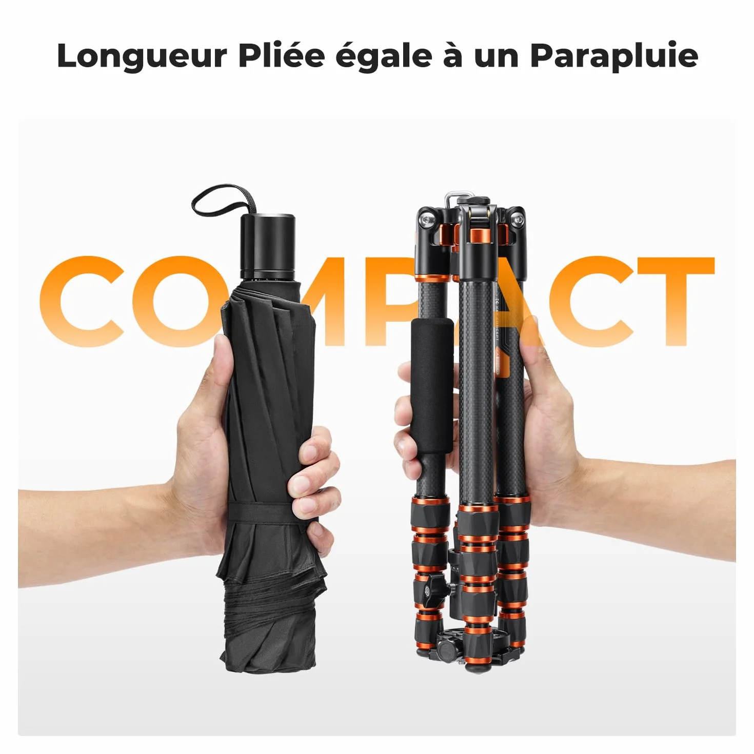 K&F Concept Trepied Carbone Monopode Appareil Photo 153cm, Trépied Professionel Compact A225C0 pour DSLR, Trepied Voyage Leger 5 Sections avec Rotule Metal Sac Transport Inclus Max:8kg