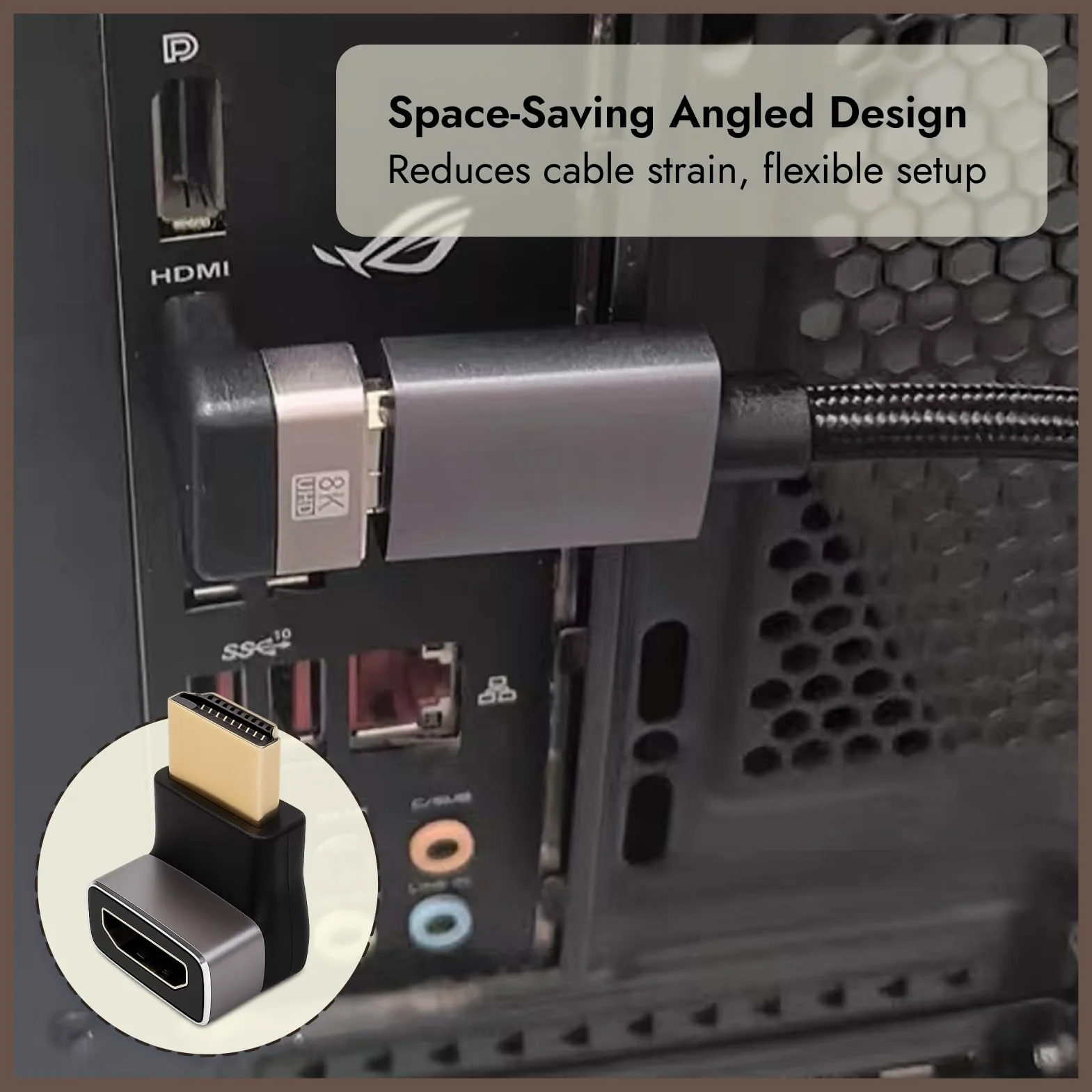 2 Pièces Adaptateur HDMI Coudé 8K, câble HDMI 2.1 et Rallonge HDMI Male Femelle, Coudé 90° et 270°, Connecteur Angle Droit Plaqué Or, Compatible TV, Moniteur, Laptop, Console, Prise HD MI Fiable