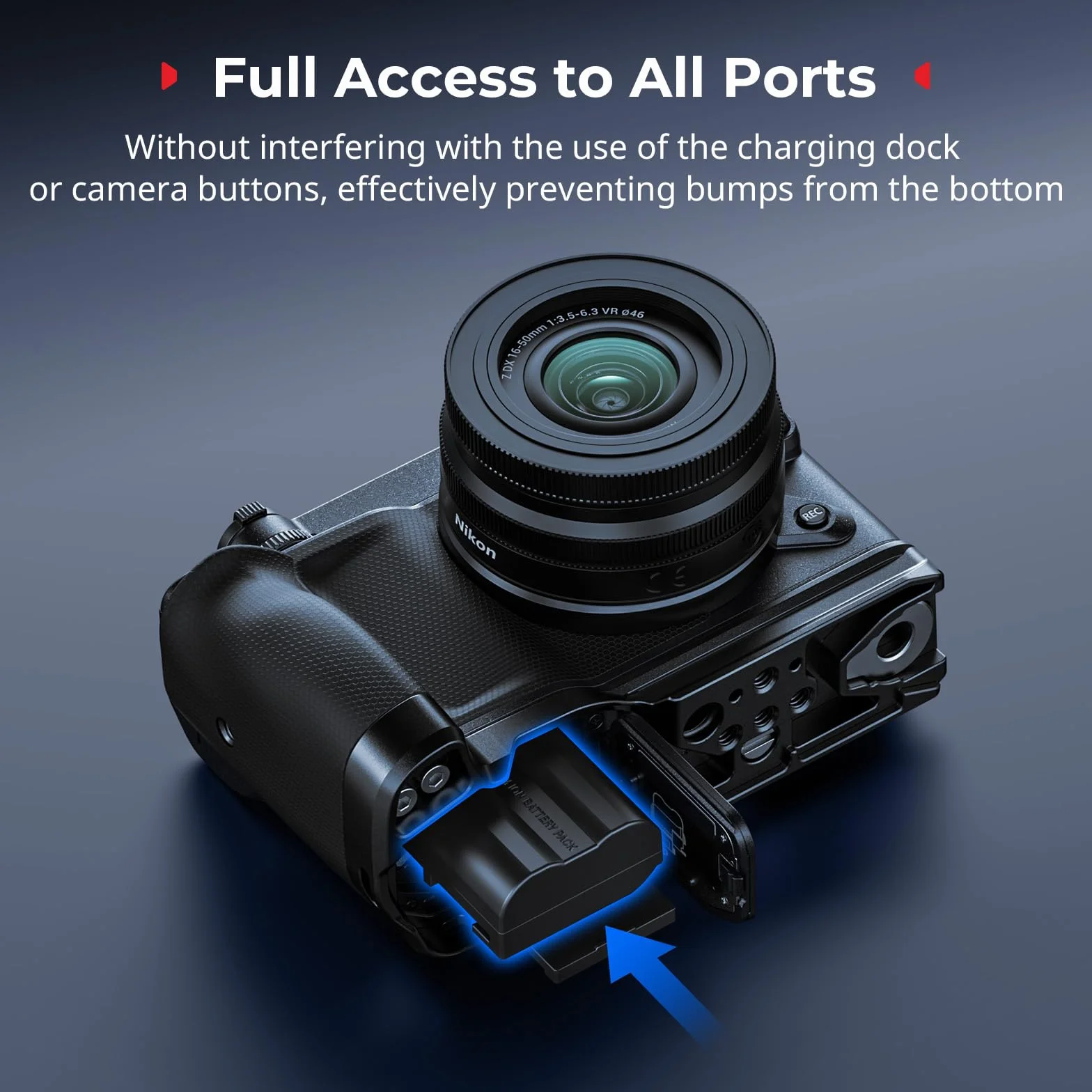 SMALLRIG Poignée en L pour Nikon ZR avec Grip Ergonomique en Silicone, Filetage 1/4", clé magnétique, Plaque de Fixation Rapide intégrée pour Arca, en Marche Rapide sur trépied, 5466