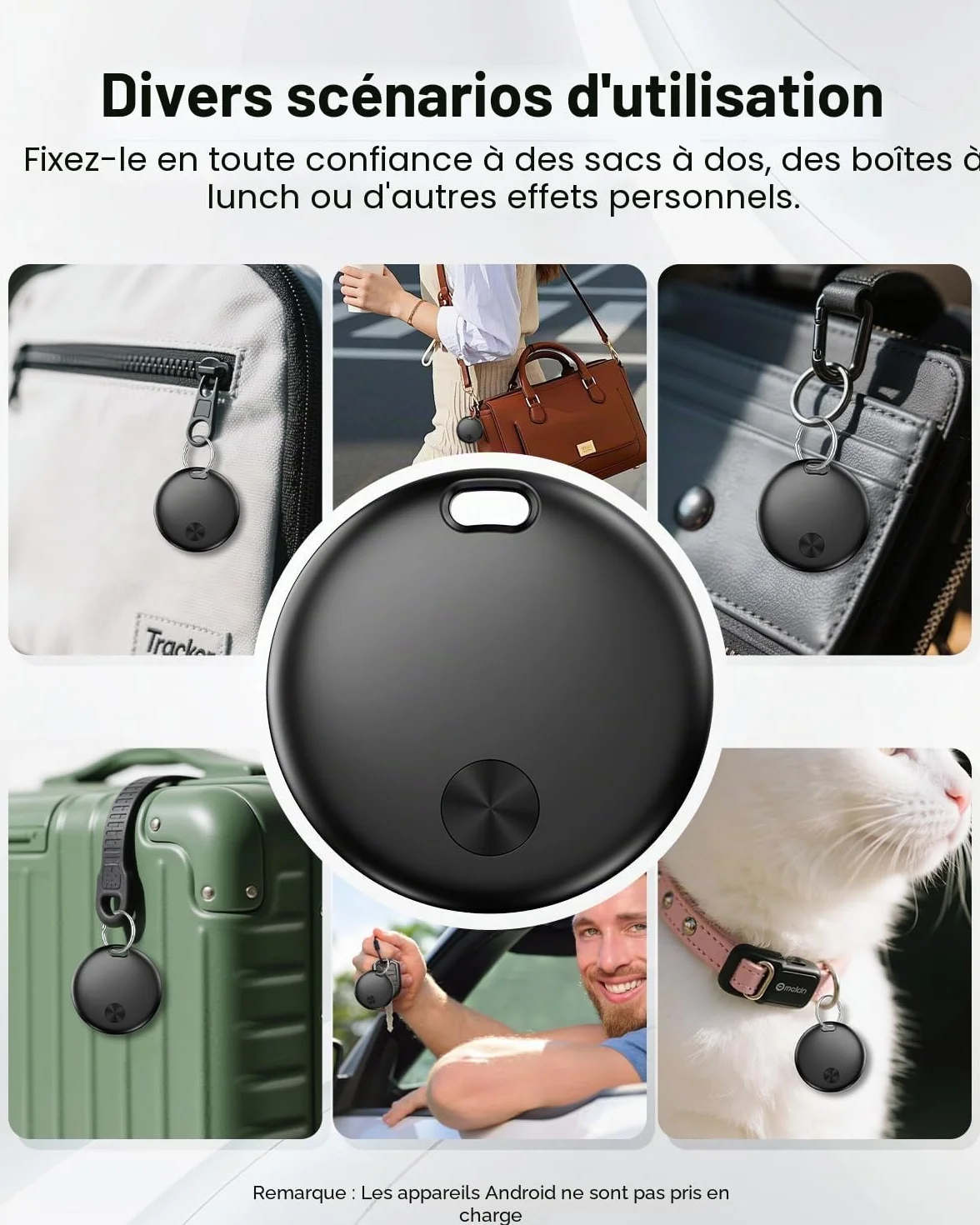 Smart Air Traceur Tag, Compatible avec Apple Find My (iOS Uniquement), étanche IP67, Batterie Remplaçable, Localisateur de Clés/Portefeuilles/Valises/Sac à Dos - Lot de 4