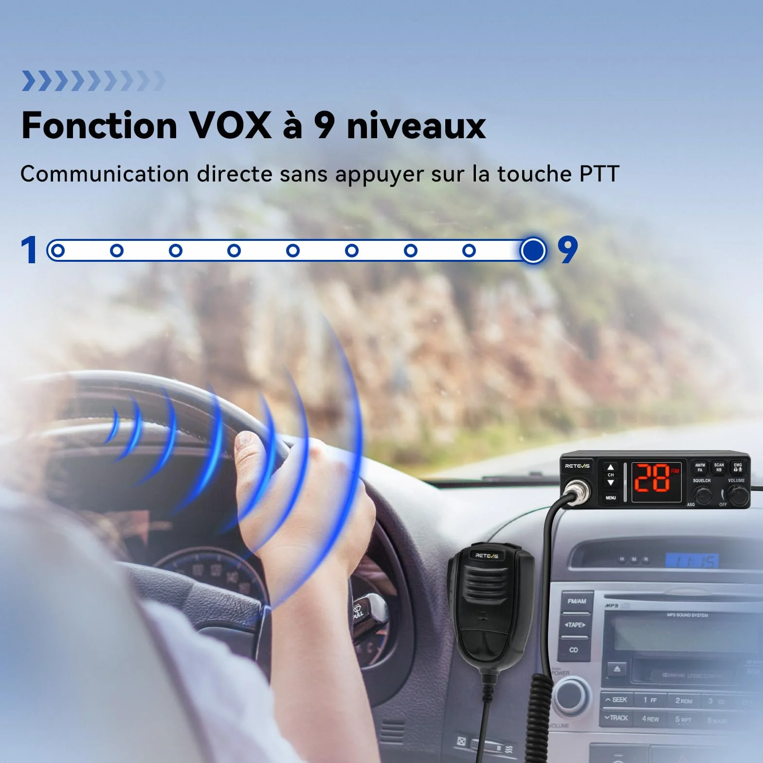 Retevis MB63A CB Radio AM/FM Portable 12V/24V VOX Camping-Car