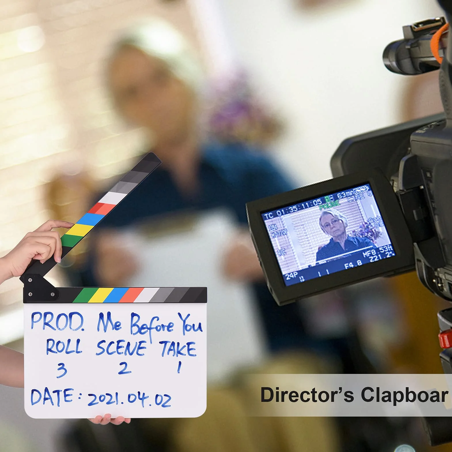 Claquette Cinéma Professionnel, Namolit 30 x 24 cm Planche de Film Clapperboard pour Film Acrylique, Planche de Scène d'action de Coupe pour Amateurs de Cinéaste Amateur