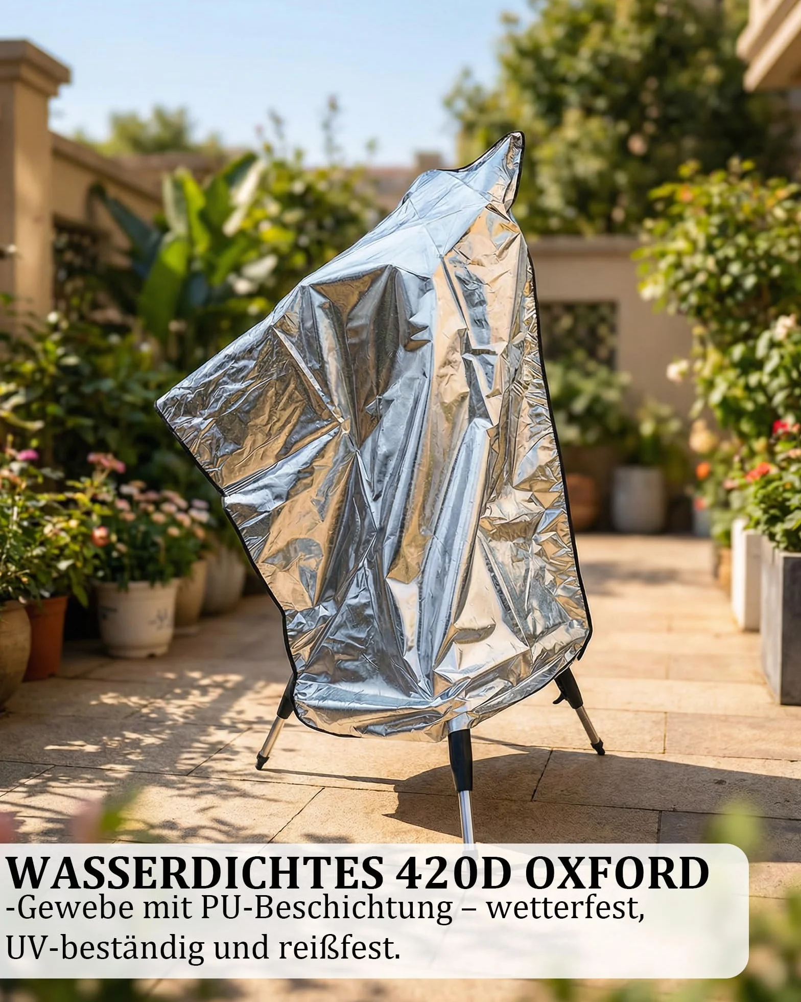Housse télescopique de protection 120x160 cm étanche poussière coupe-vent extérieur