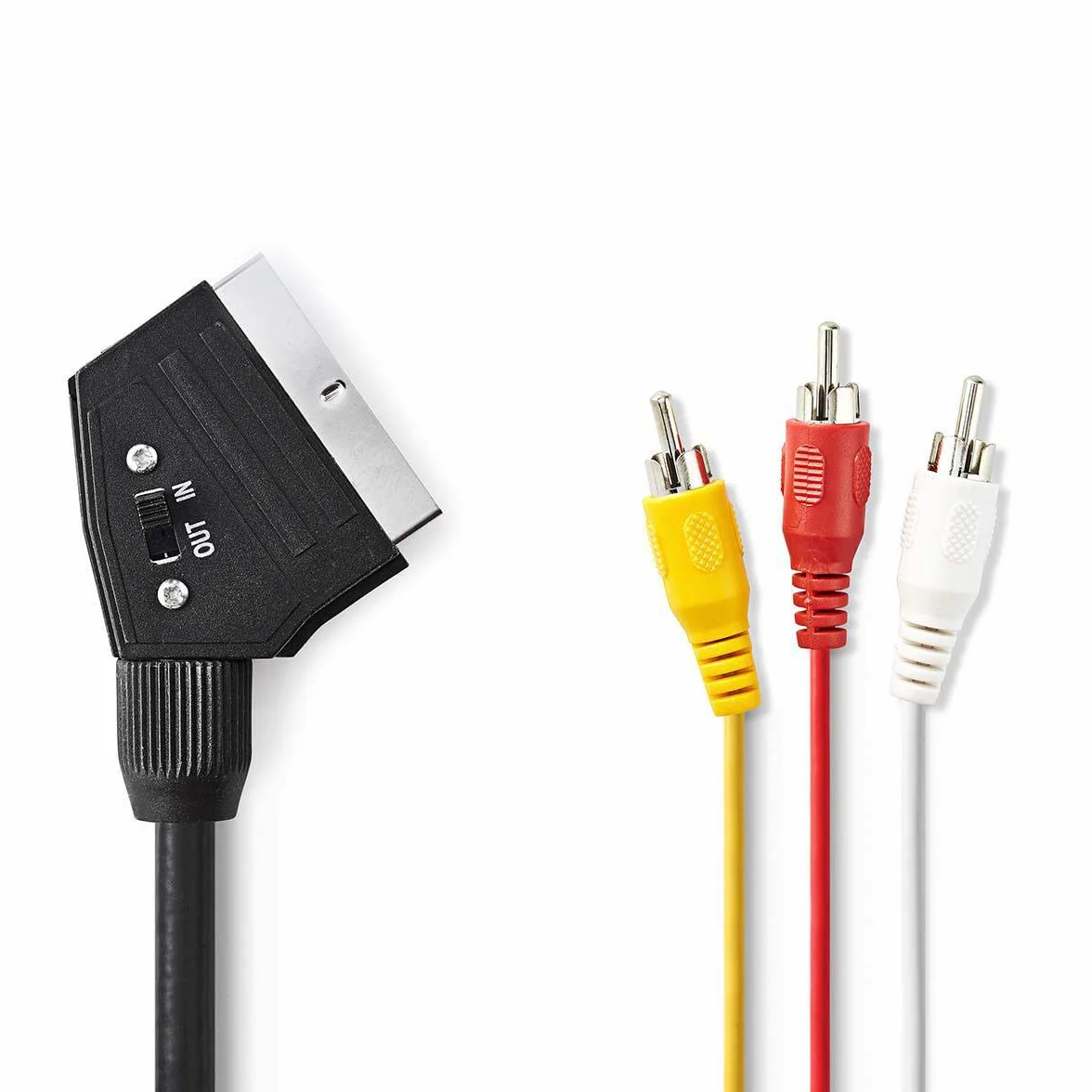NEDIS Câble péritel commutable SCAR T mâle - 3 x RCA mâle, 2.0, noir