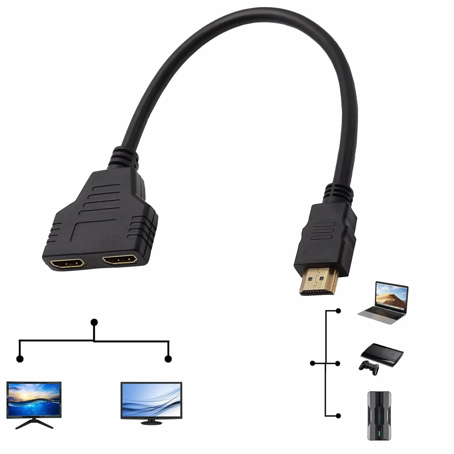 Répartiteur HDM1 2 Sorties Mâle vers Femelle Commutateur 1080P pour HDTV