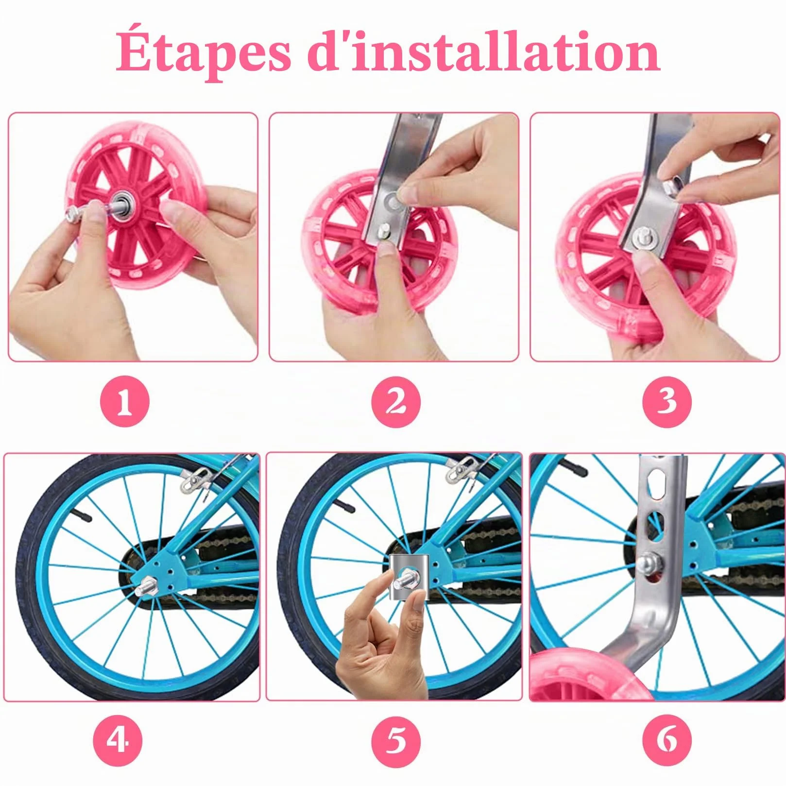 Roues stabilisatrices universelles Flash pour vélo enfant 12-20 pouces
