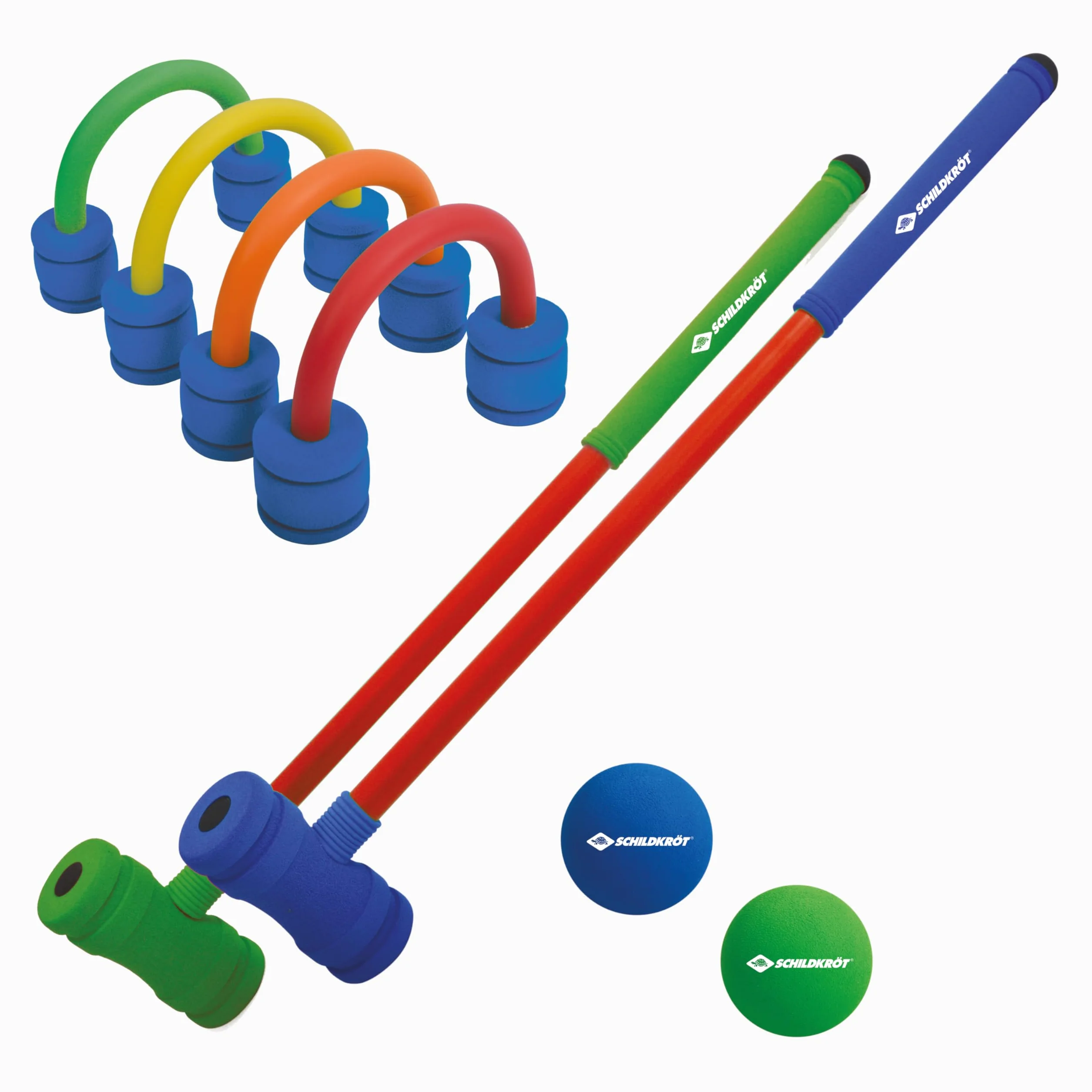 Schildkröt Jeu de Croquet Souple Set en Mousse pour Enfants 2 maillets 2 balles 4 arceaux