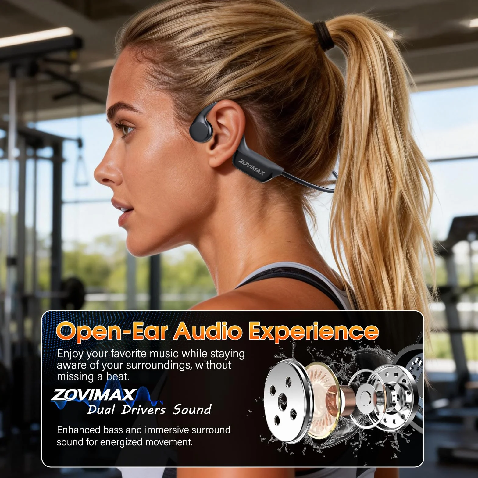 Casque Conduction Osseuse Bluetooth 6.0, IPX7 Écouteurs à Conduction Osseuse avec Micro, Écran LED, 12H Ecouteurs sans Fil Sport pour Course à Pied, Sport, Cyclisme, Fitness