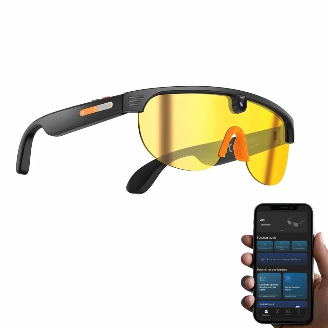 Générique 2026 Lunettes Smartglasses AI Caméra Full HD 290mAh Haute AutonomieProtection UV, Bluetooth, Musique, Traduction