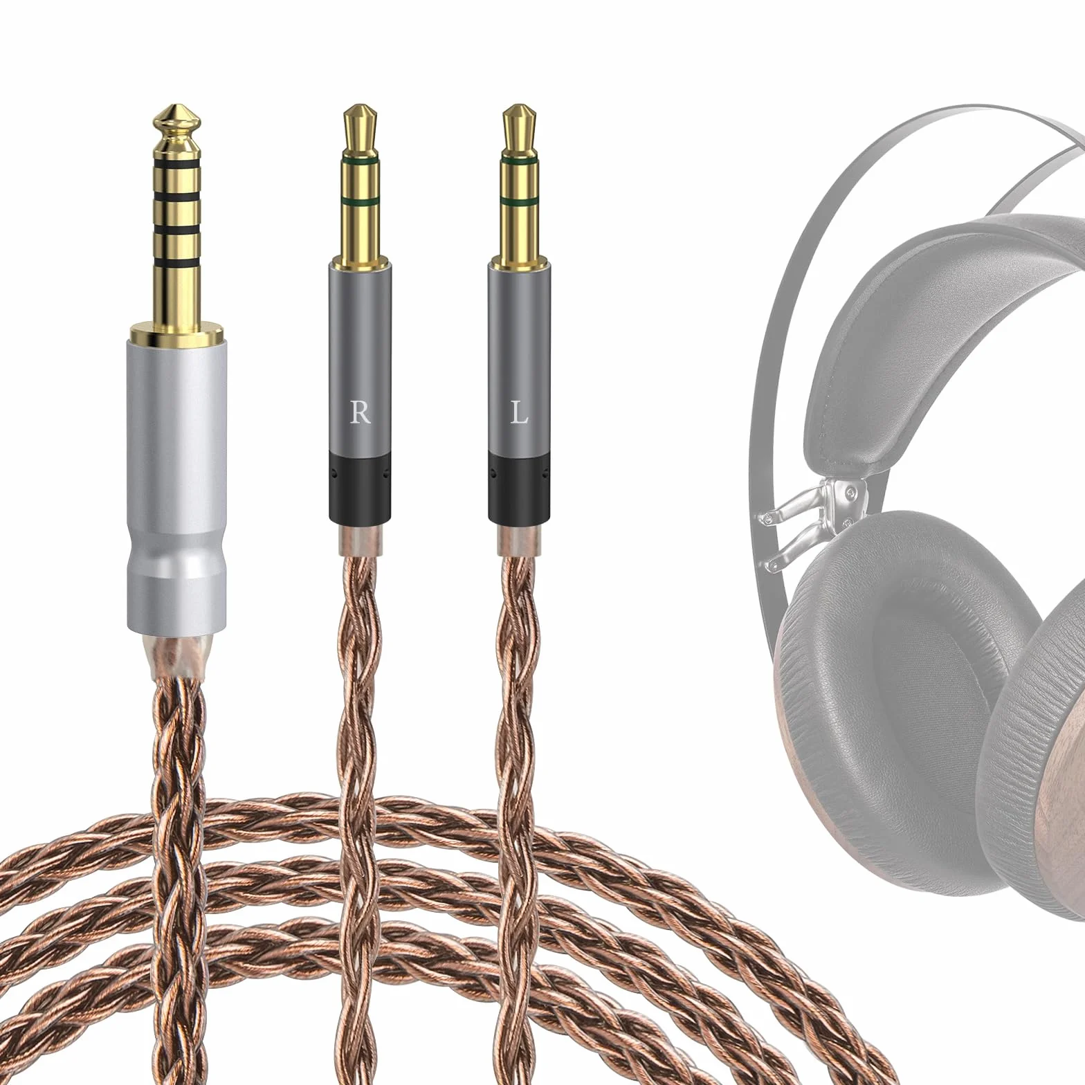 GEEKRIA Apollo Câble audio de mise à niveau en cuivre monocristal, compatible avec Meze Audio 99 Classics, 109 PRO, LIRIC 2, Strada, 4,4 mm vers double 3,5 mm (1,5 m)