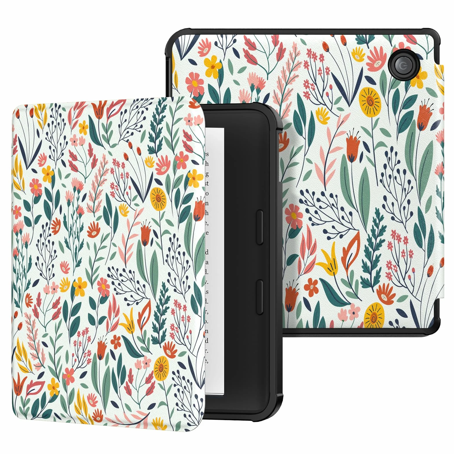 MoKo Coque pour Kobo Libra Colour 7 Pouces 2024, Étui de Protection Souple TPU Ultra-Mince et Léger Anti-Rayures avec Réveil/Sommeil Automatique pour Kobo Libra Colour Tablette 2024, Fleur