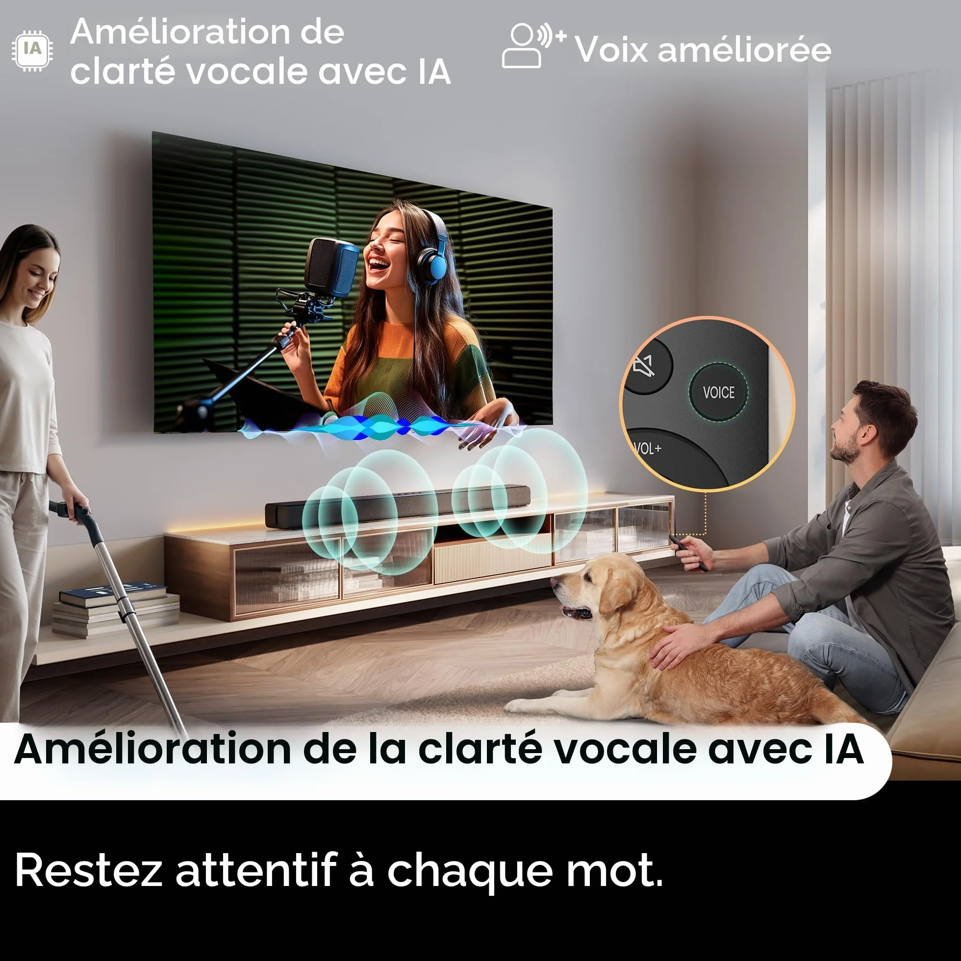 Hisense HS1000 Barre de Son 2.0 CH 120W Dolby Audio DTS Virtual:X Bluetooth 5.3 HDMI Arc Noir