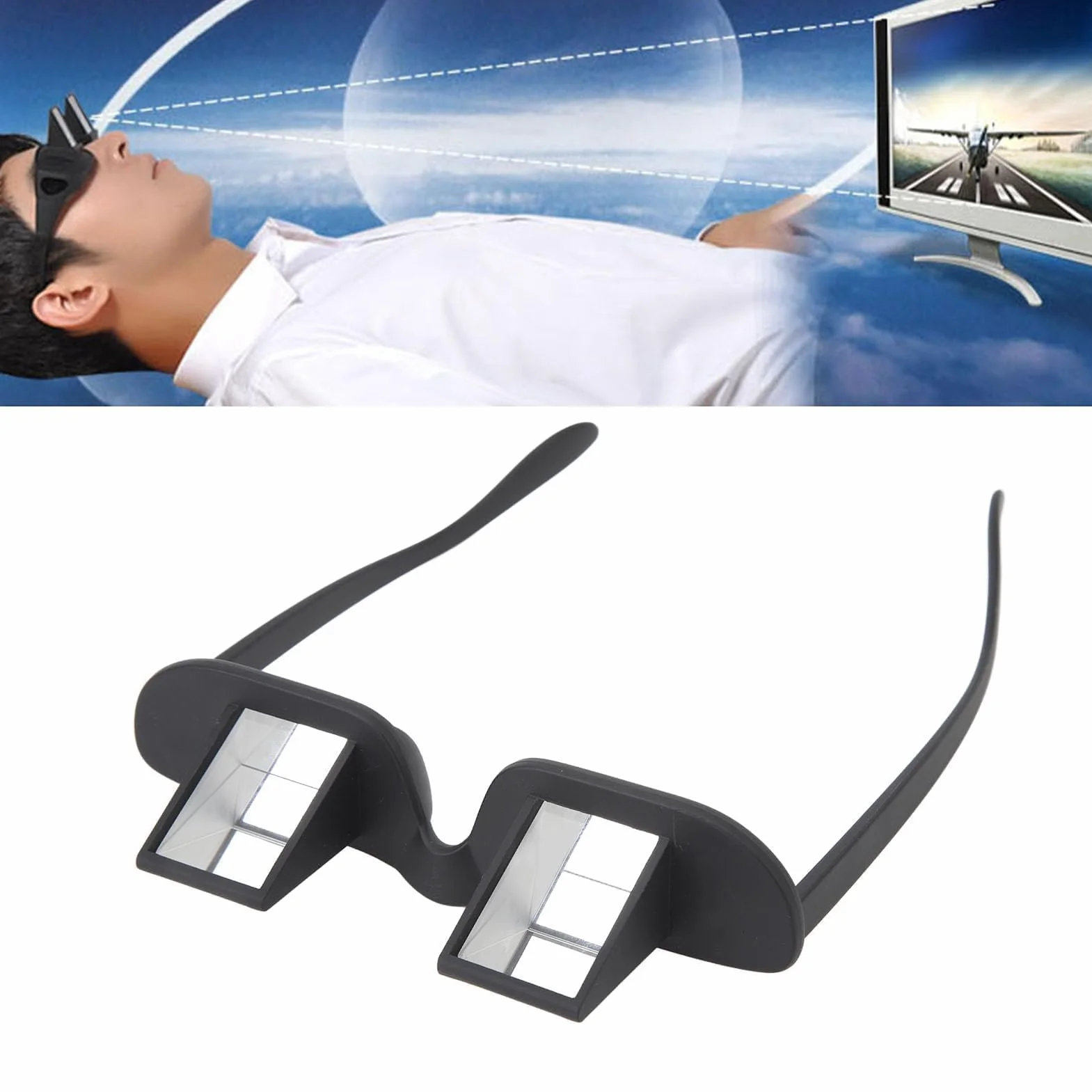 Lunettes Paresseuses, Lunettes à Prisme De Lit, Miroir Horizontal, Lunettes De Lecture Paresseuses, Lunettes à Prisme à 90 Degrés pour S'allonger, Lire, Regarder la Télévision, Noir