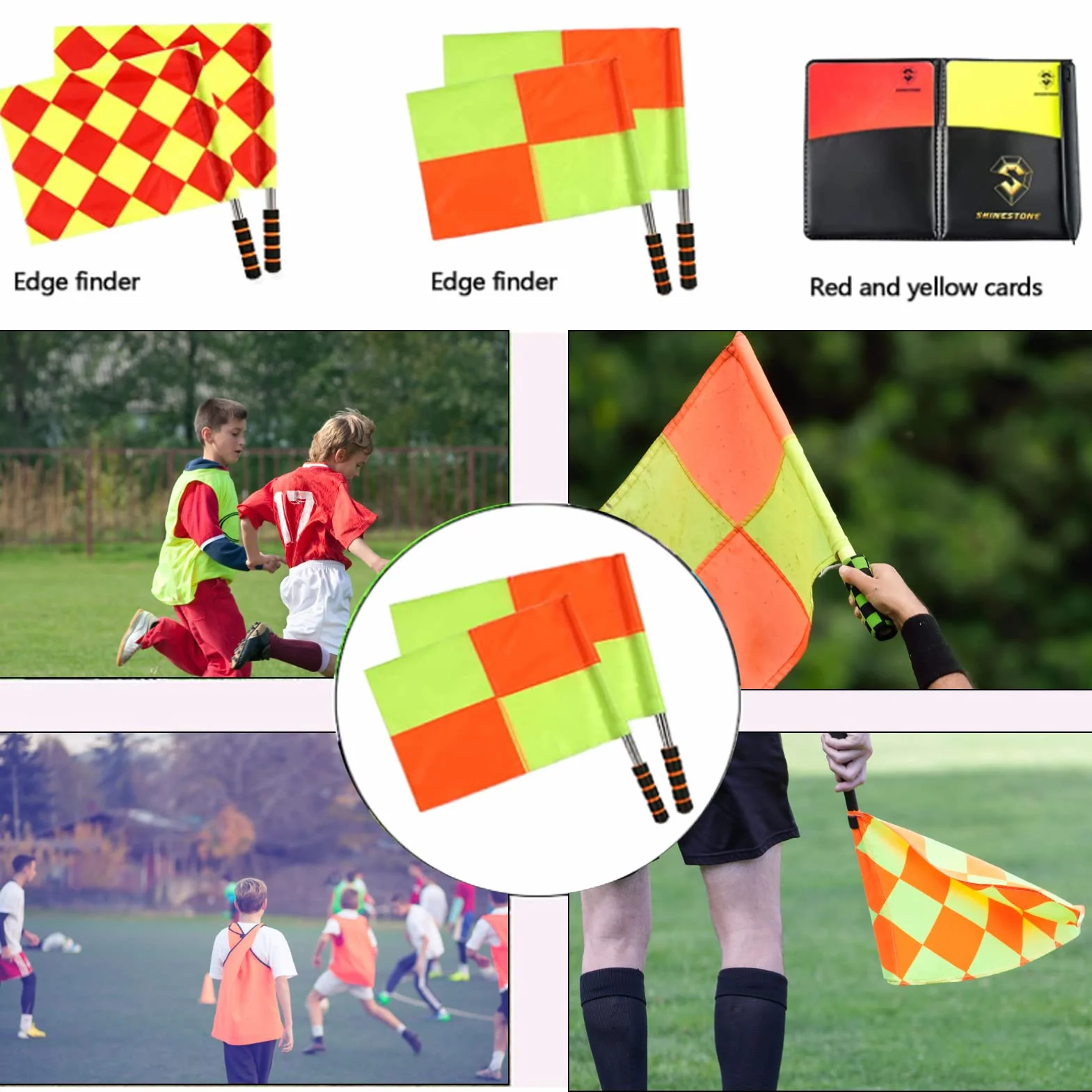 Drapeaux D'arbitre De Football Tiiyee 2pcs Étanche Haute Visibilité Rouge Et Jaune