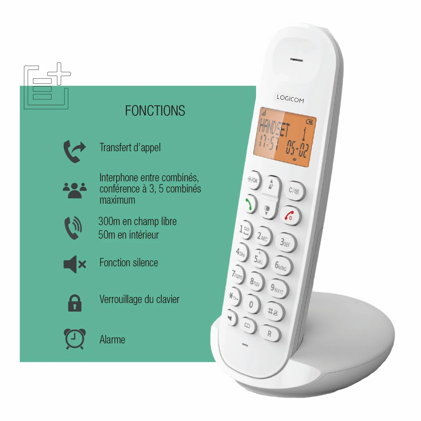 Téléphone sans Fil Logicom Iloa 150 Blanc