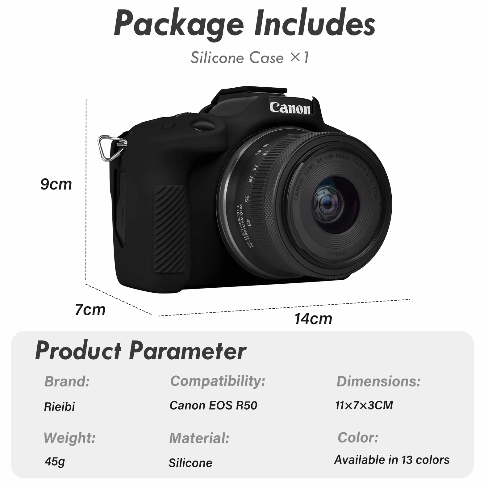 Étui de Protection en Silicone Souple pour Canon EOS R50, Léger, Noir