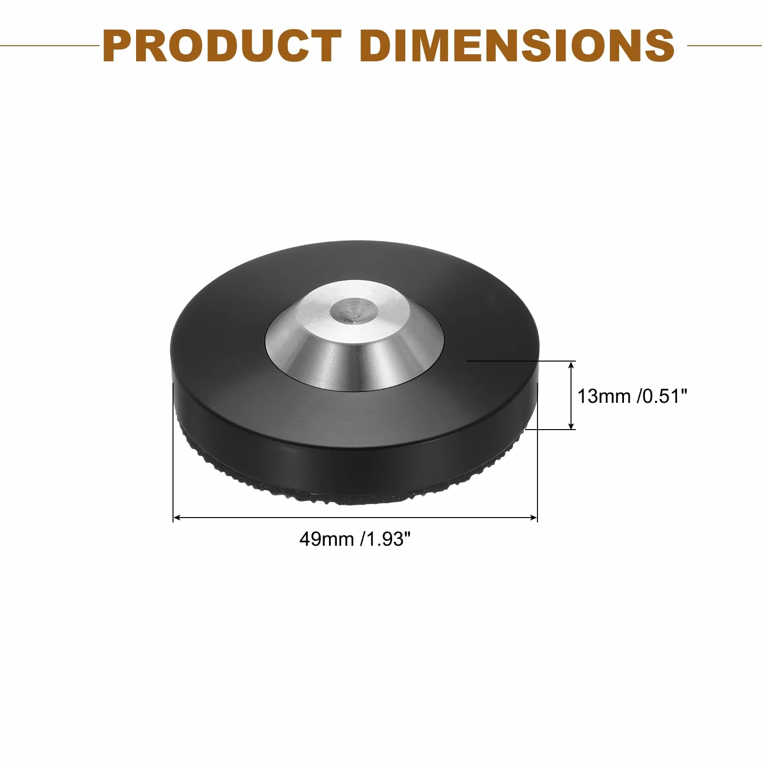 QUARKZMAN 4 Pcs Pieds D'isolation pour Enceintes Noirs, 49x13mm Base en Acier Inoxydable Anti-Vibration Support pour Amplificateur Tapis Anti-Vibration pour Système Audio CD Home Theater
