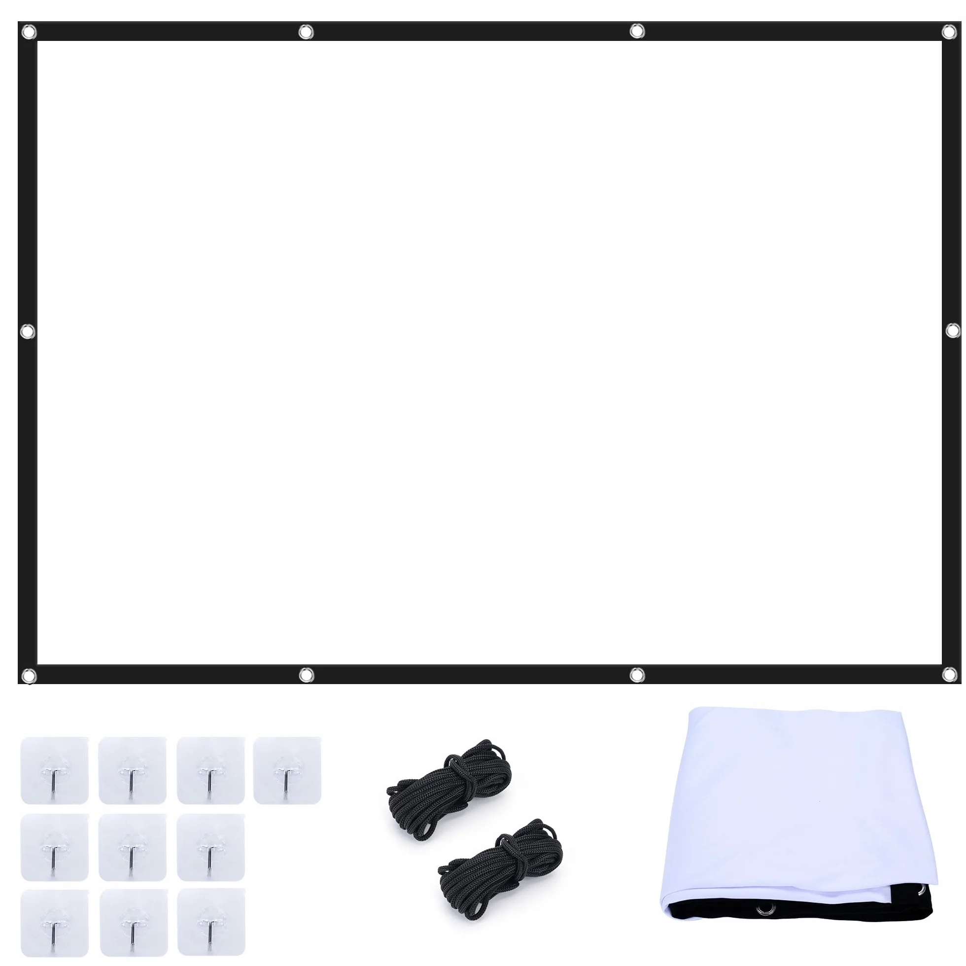 Écran de Projection 100 Pouces 16:9 4K Full HD Pliable Anti-Plis pour Cinéma Maison