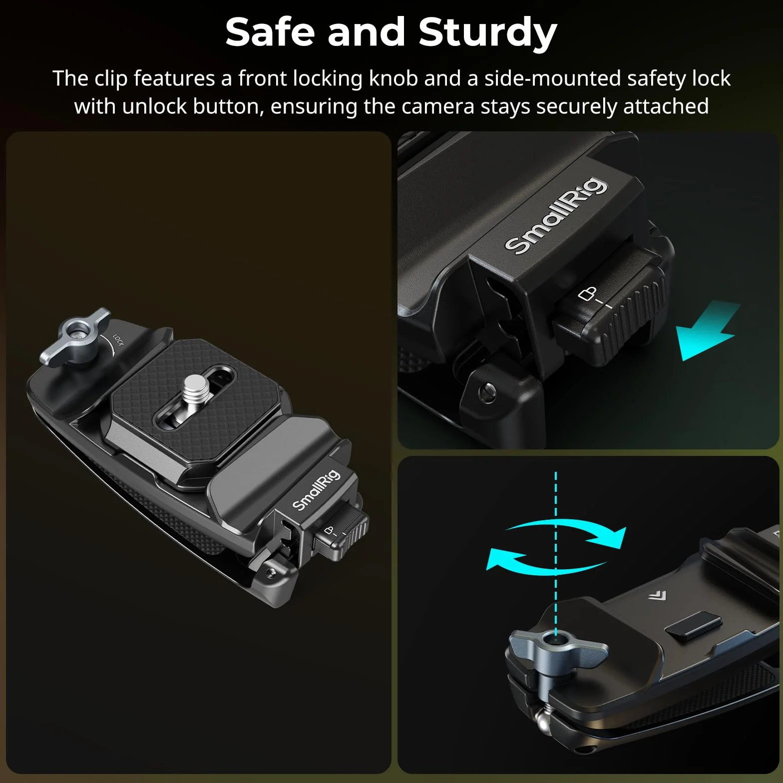 SMALLRIG Clip appareil photo avec plaque de libération rapide pour Sony Nikon Fujifilm pour appareil photo reflex numérique et appareil photo reflex numérique Arca-Swiss - 5053