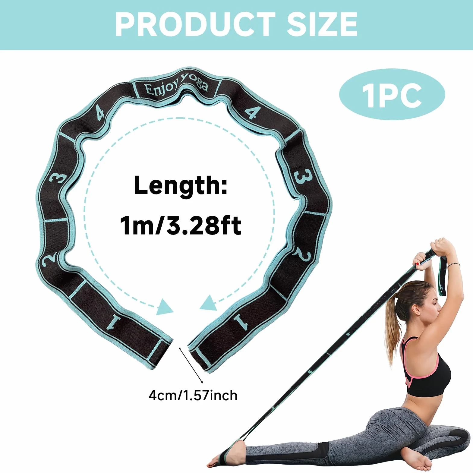 Élastique de Danse Sport avec 9 Boucles Bande Résistance Fitness Étirements Yoga Bleu