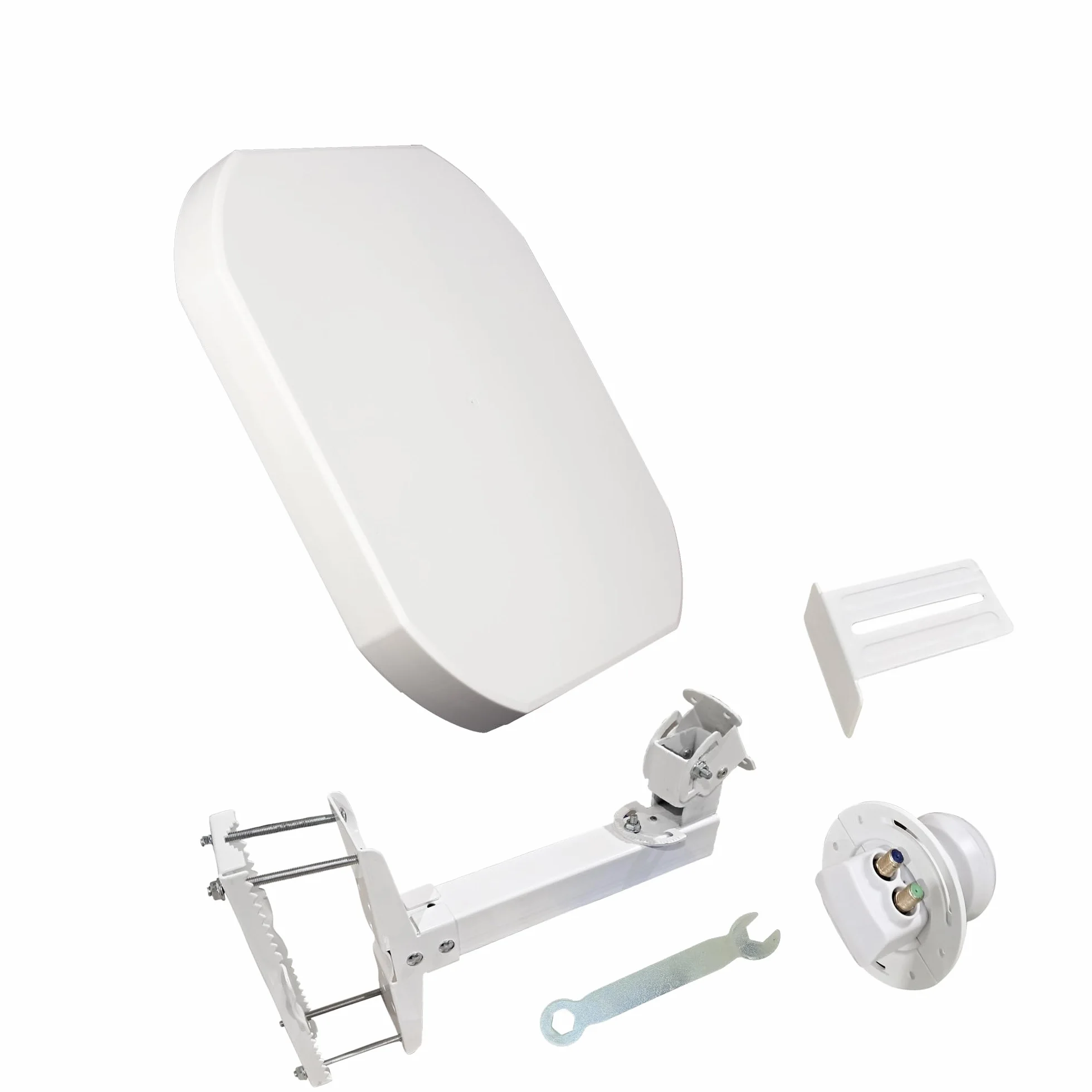 43- Antenne parabolique, Satellite Plate, Idéale pour Astra 1(19.2 E) la Télévision Satellitedans la Partie Nord, Résistante aux Intempéries, compacte (Two Port LNB)