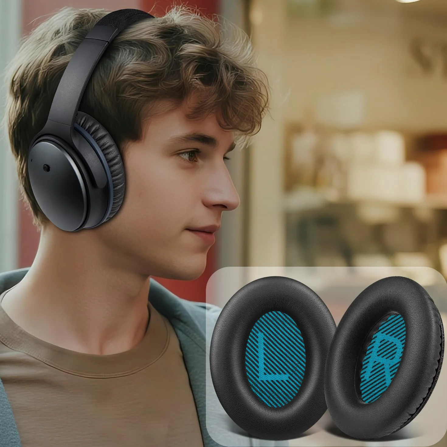 SoloWIT Coussinets d'oreille pour Bose Casques, Remplacement pour QC15 QC25 QC2 QC35 Ae2 Ae2i Ae2w SoundTrue SoundLink