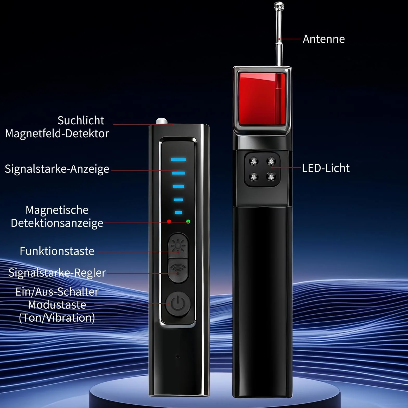 Détecteur de Caméra et Micro Espion 4 en 1 Détecteur RF sans Fil 1MHz-8GHz avec 5 Niveaux de Sensibilité, Alarme Sécurité pour Maison Bureau Hôtel Voyage