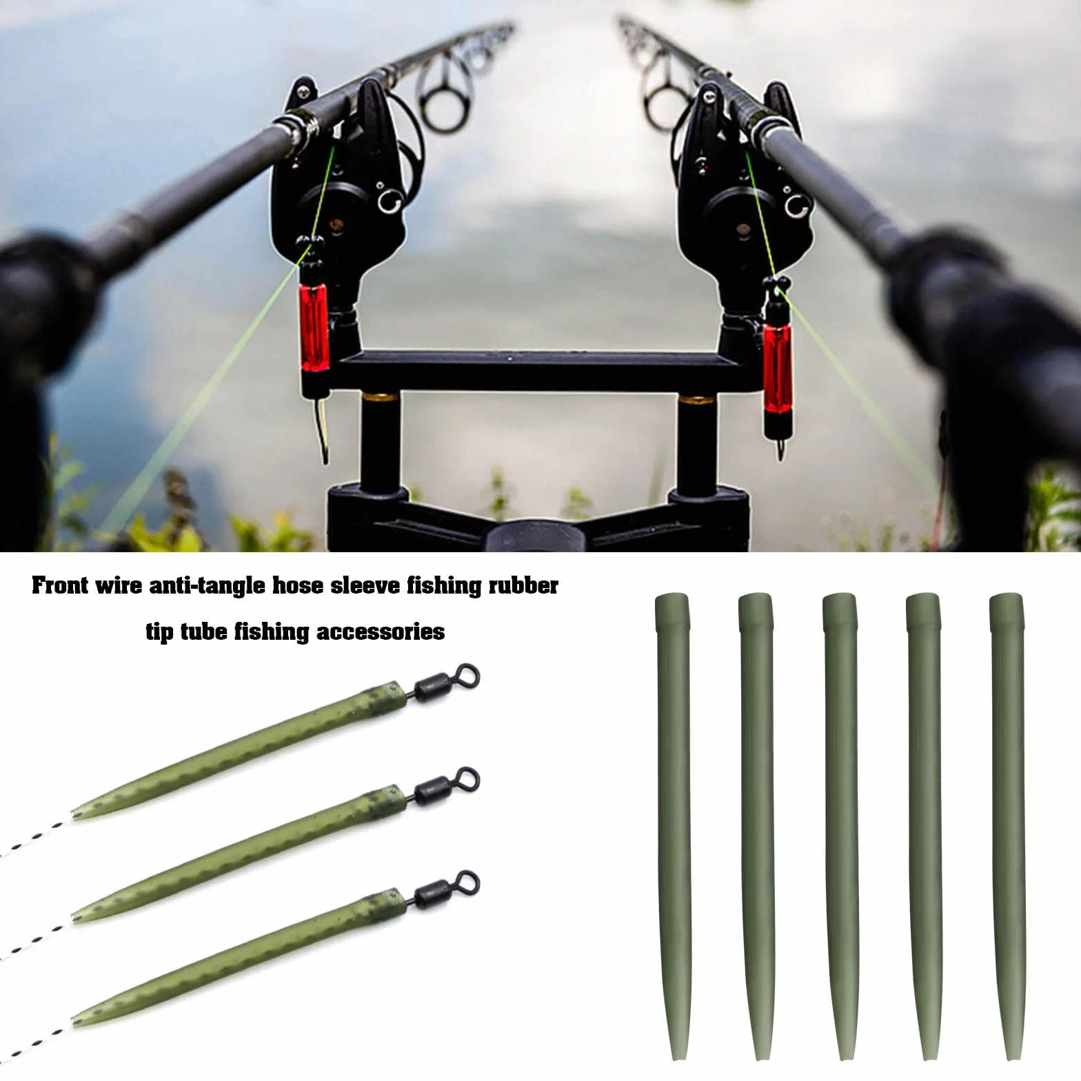 Anti-emmêlement Manchon Remplacement Terminal de Pêche Accessoires 100pcs Caoutchouc